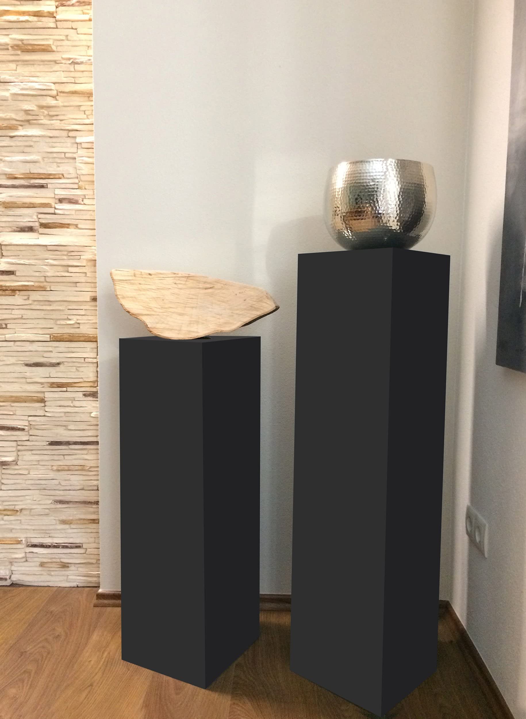 Dekosäule innen/außen, Säule/Podest/Sockel in 3 Größen (Schwarz Matt, Innensäule 80x25x25 cm)