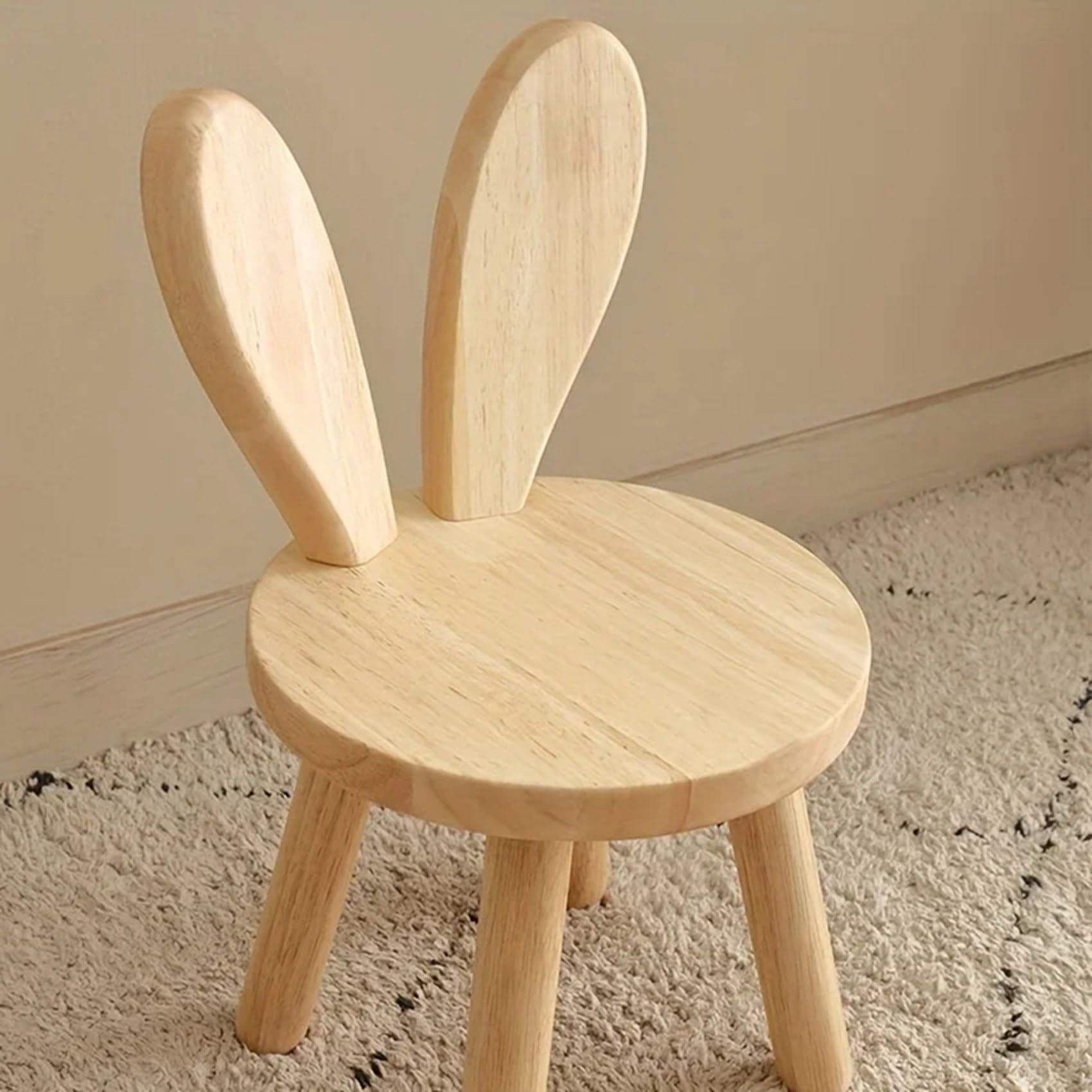 Lot de 2 petits tabourets de planche en bois avec oreilles de lapin, décoratifs pour enfants