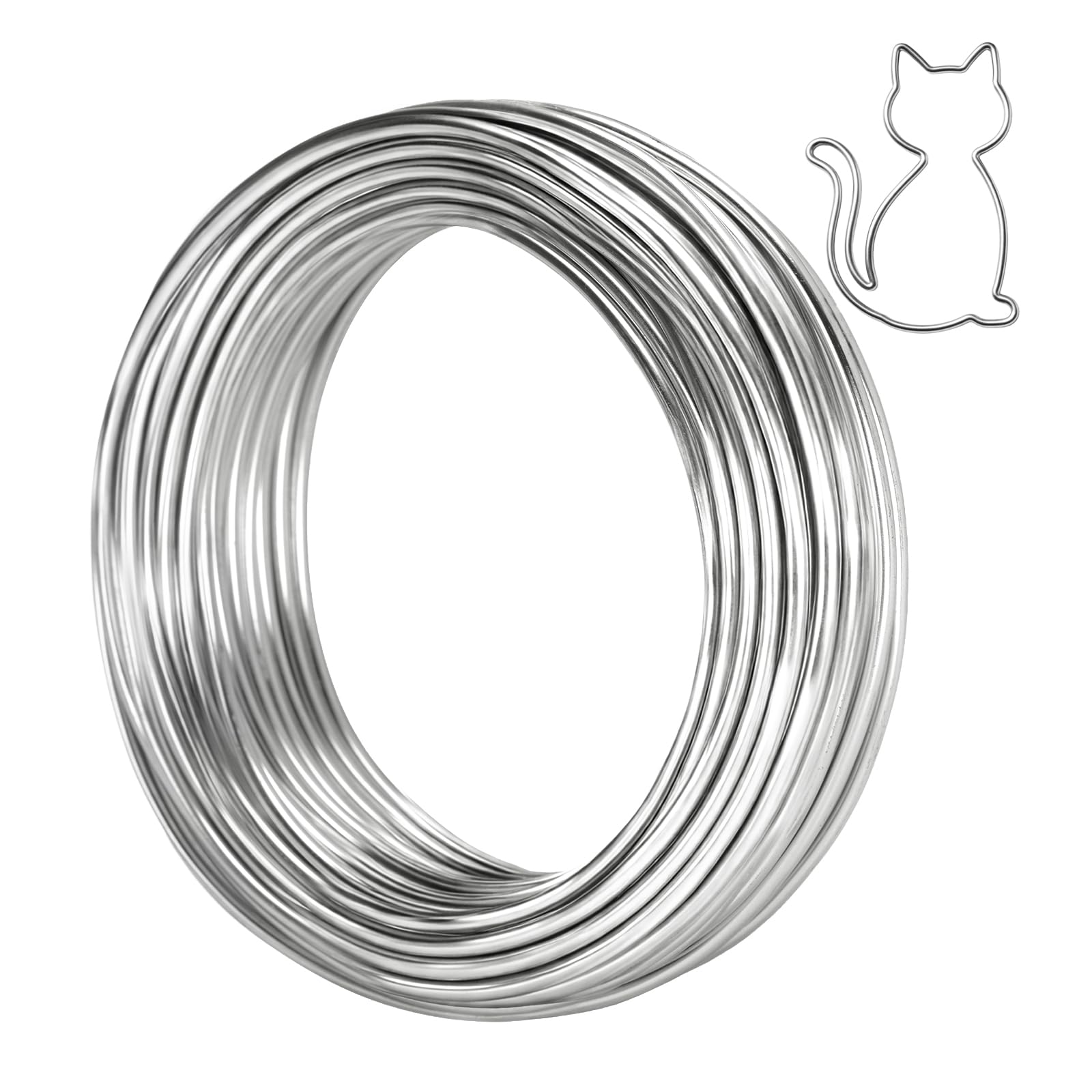 KINGLAKE 3mm Aluminium Craft Wire 15m Silver, Bendable Modelling Metal Wire for Jewellery Making, Sculpting, Bike Models, Bonsai Training, Floral Arranging, Skeletons, Wire Weaving and Crafting