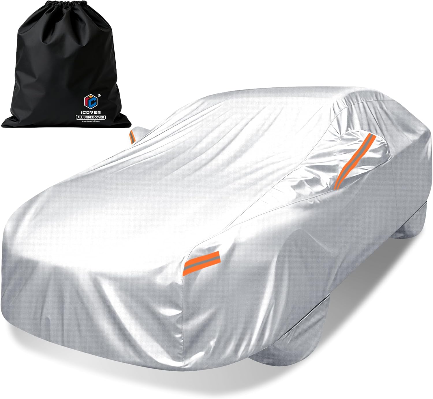 iCOVER Car Cover, Waterproof All Weather Car Covers for Honda Civic Toyota Corolla Chevy Cruze Kia Forte, Outdoor Full Exterior Cover with Detachable Tire Covers, Car Cover for Sedan, Fits up to 193"