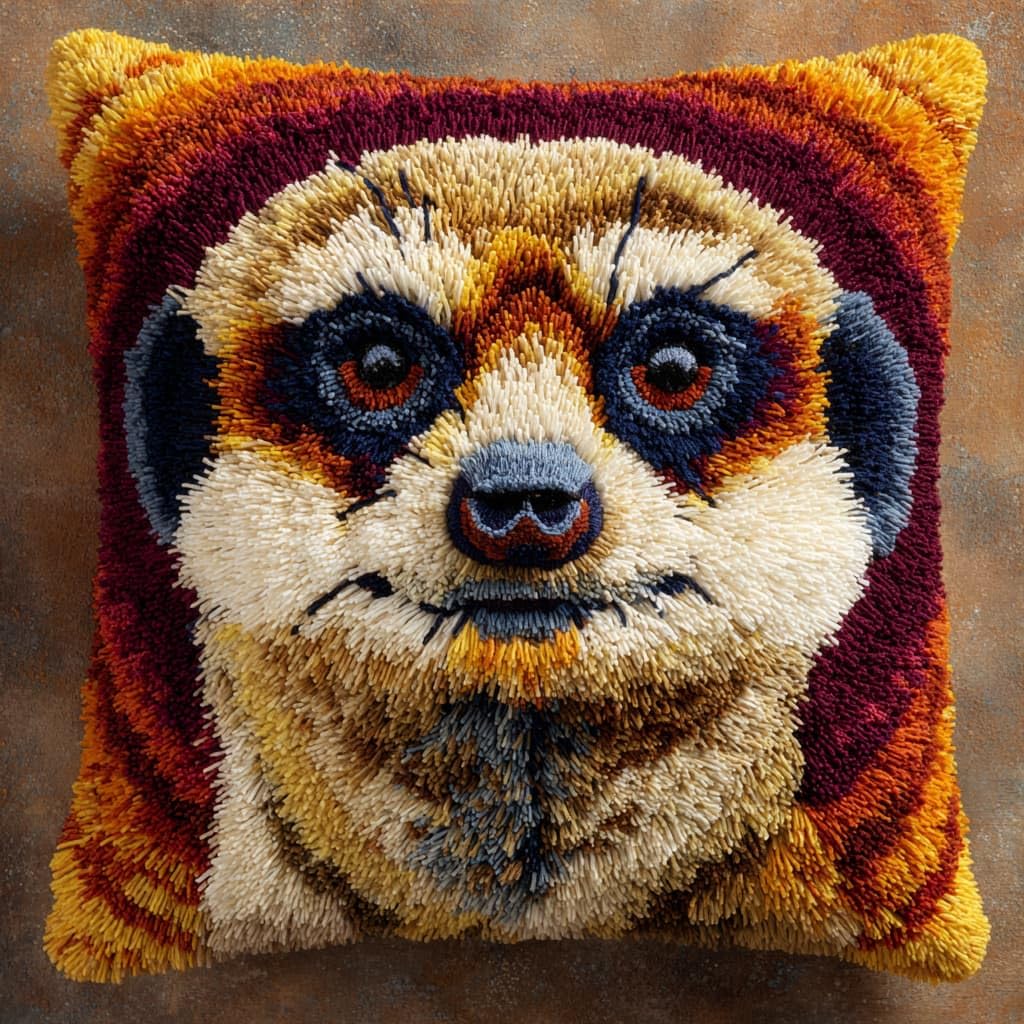 WallustrioaW Latch Hook Cushion Kits,Meerkats