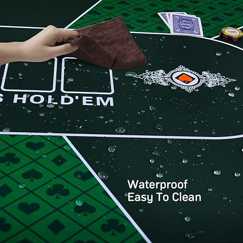Miniatura 3 de CONTINUE Tapete de póquer impermeable mejorado para 6 jugadores, tapete de póquer profesional Texas Hold'em, tapete de póquer profesional