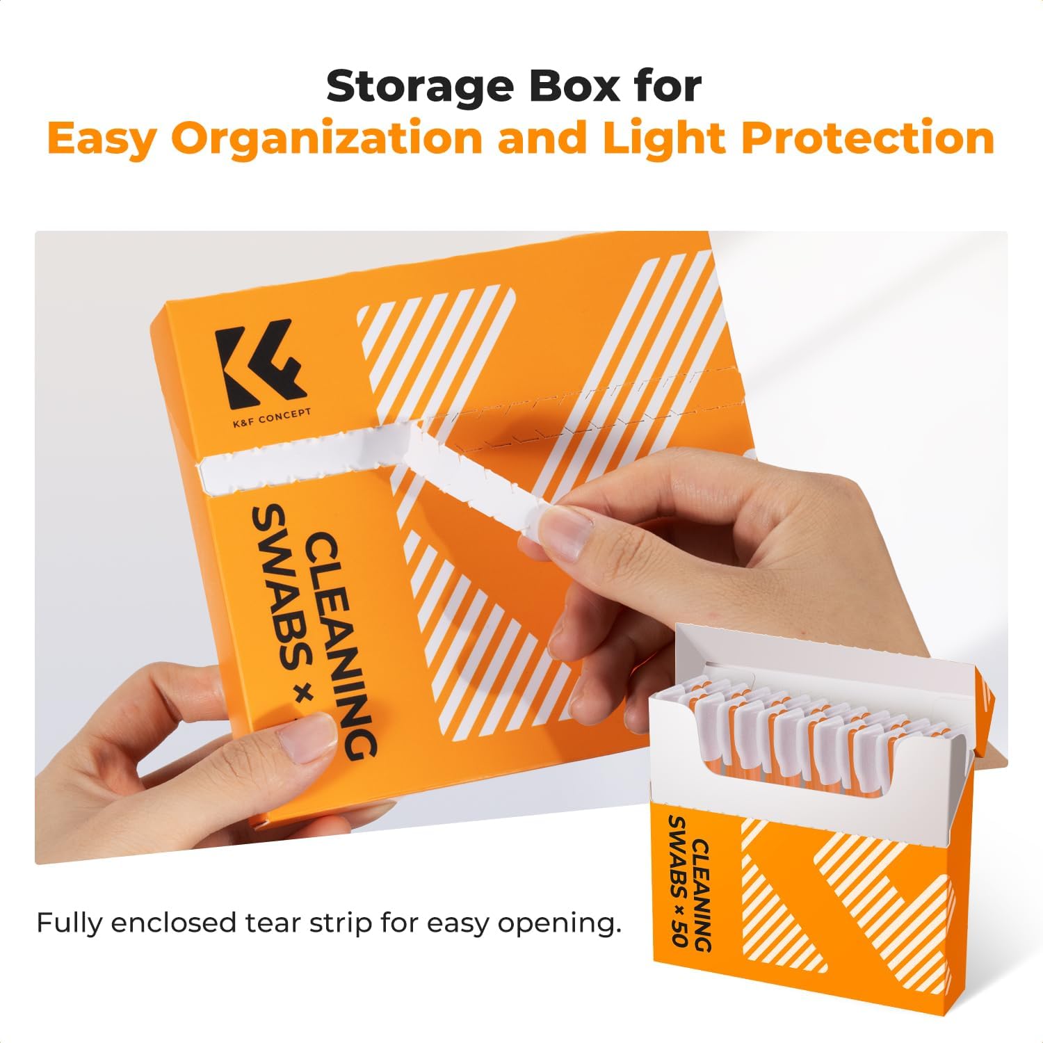 K&F CONCEPT Foam Cleaning Swabs, Individually Wrapped Foam Sticks for Electronics, Cameras, Viewfinder, Printer, Keyboard and All Kinds of Electronic Cleaning-50 PCS