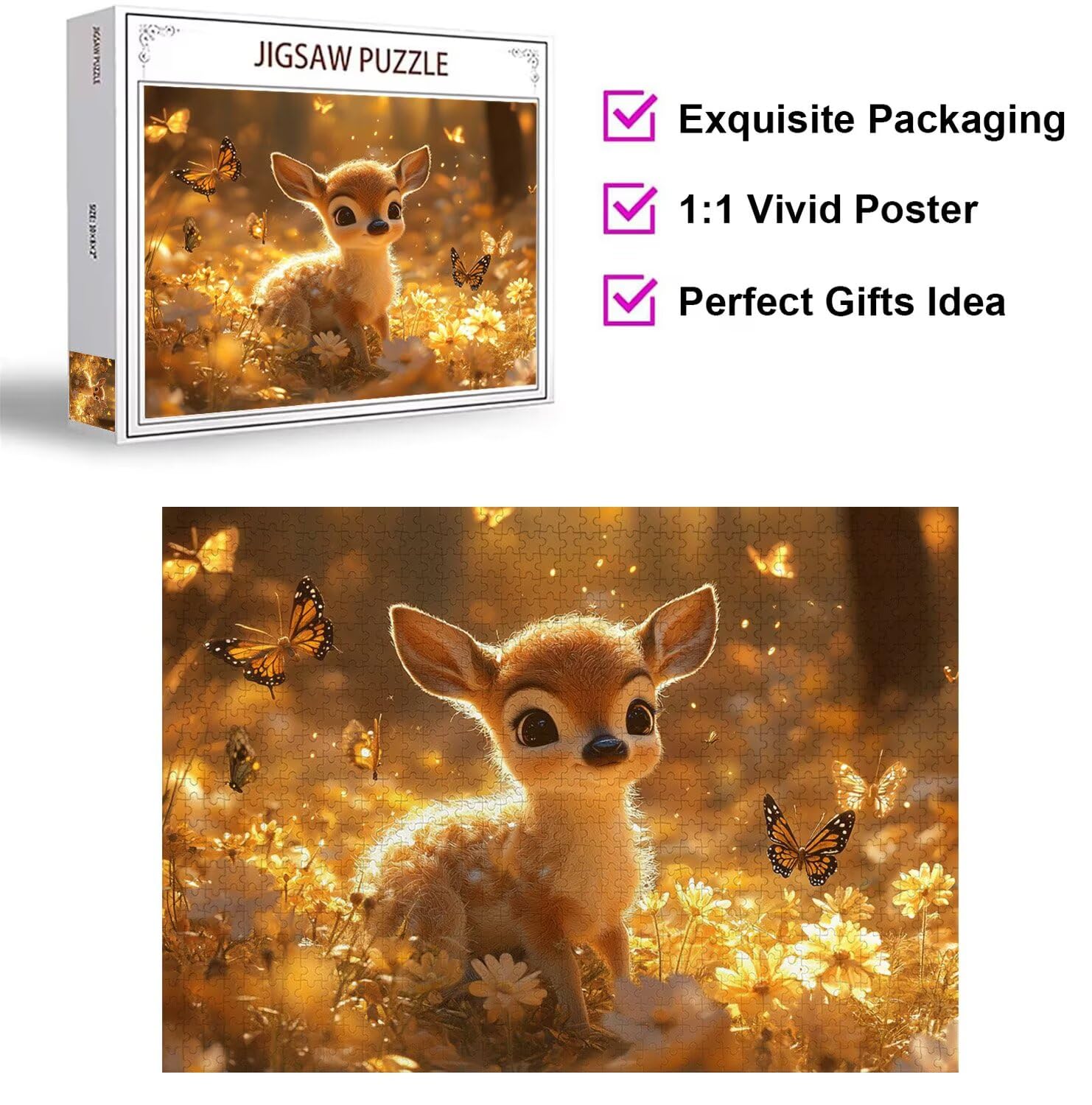 Puzzle 3000 elementów dla dorosłych, gry rodzinne, kreskówka jeleń, n-343