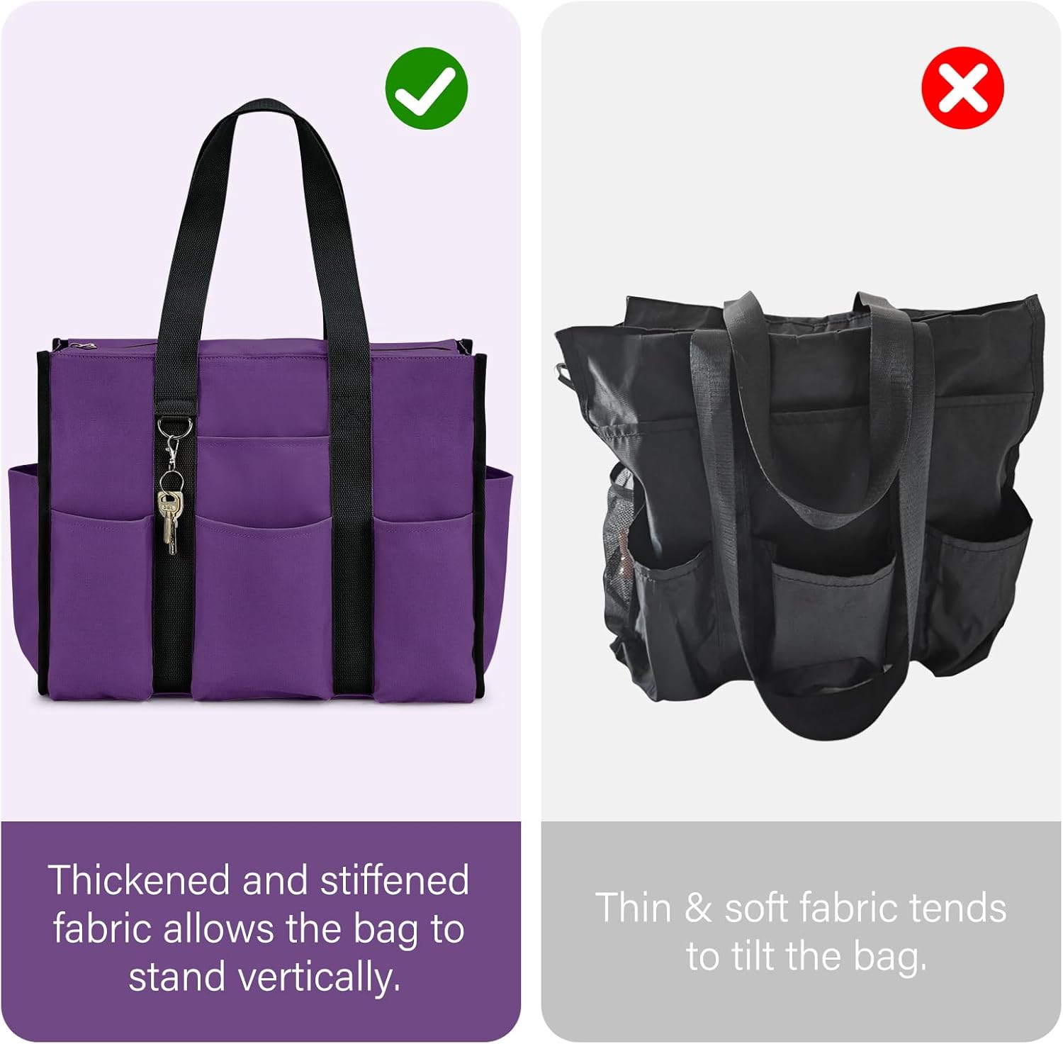 Becokan Large Tote Bag for Women Waterproof with 12 Pockets Top Zipper Closure Utility Teacher Nurse Bags for Work School - Image 7