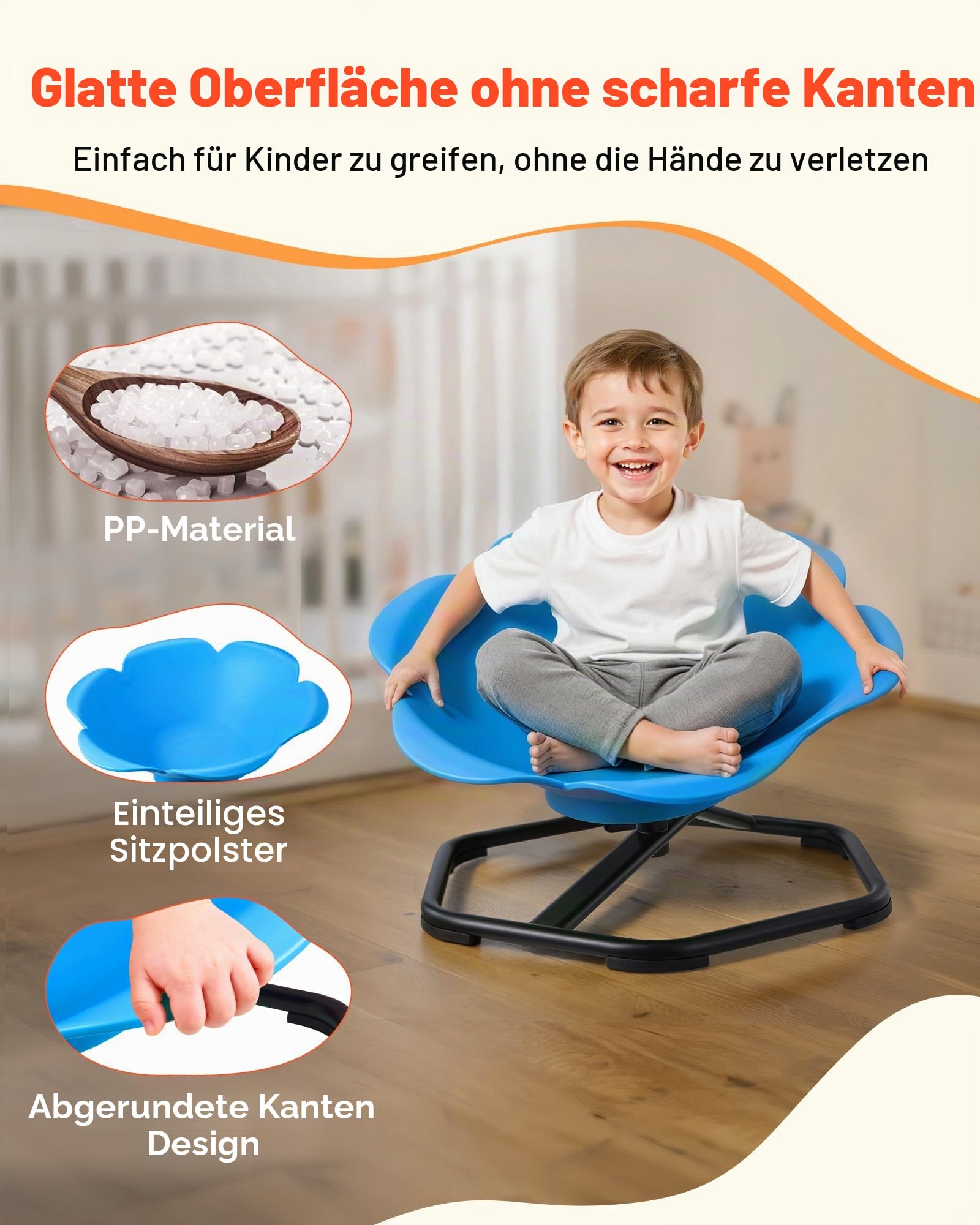 VEVOR Kinderdrehstuhl sensorischer Drehstuhl zylinderförmig, 100 kg Tragkraft, sensorisches Spielzeug mit Rutschfester Metallfuß, zur Förderung von Koordination Gleichgewicht Konzentration, Blau