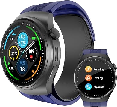 Fitness Smartwatch with Blood Pressure Trends, 123 Sports Modes, Sleep Analysis, Bluetooth Calls, 1.39" IPS Screen, 7-Day Battery, Multi-Language Support Blue