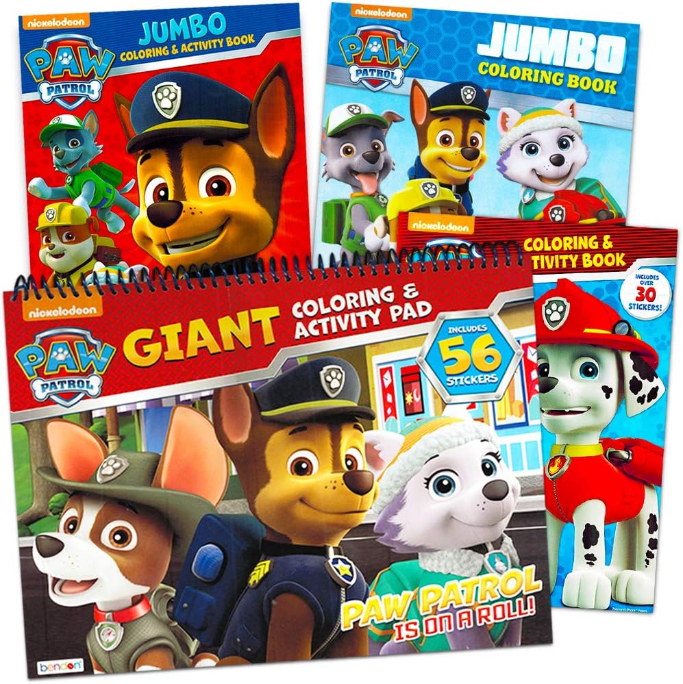 Paw Patrol Coloring and Activity Book Set ~ Bundle Includes 4 Paw Patrol Books with Bonus Stickers ~ 384 Pages Total