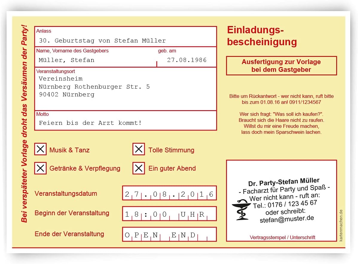 Suneducationgroup Com Geburtstag Einladungskarten Krankschreibung Krankmeldung Klappkarte Mit Foto Celebrations Occasions Home Furniture Diy