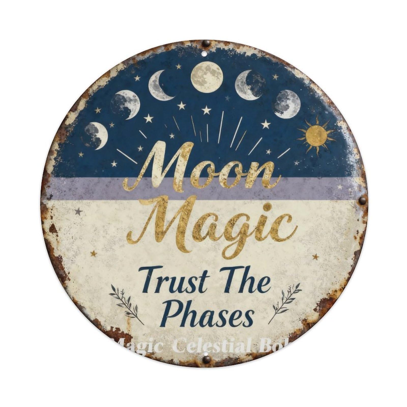 Moon Magic Celestial Boho Decor Metal Tin Sign Plaque
