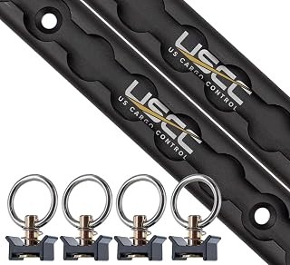US Cargo Control L Track Tie Down System - (2) 4 FT Black Anodized Aluminum L Track Rails and (4) Single Stud O-Ring Fittings, Trailer and Truck Bed Rail System Easily Secures Motorcycles, ATVs, Bikes