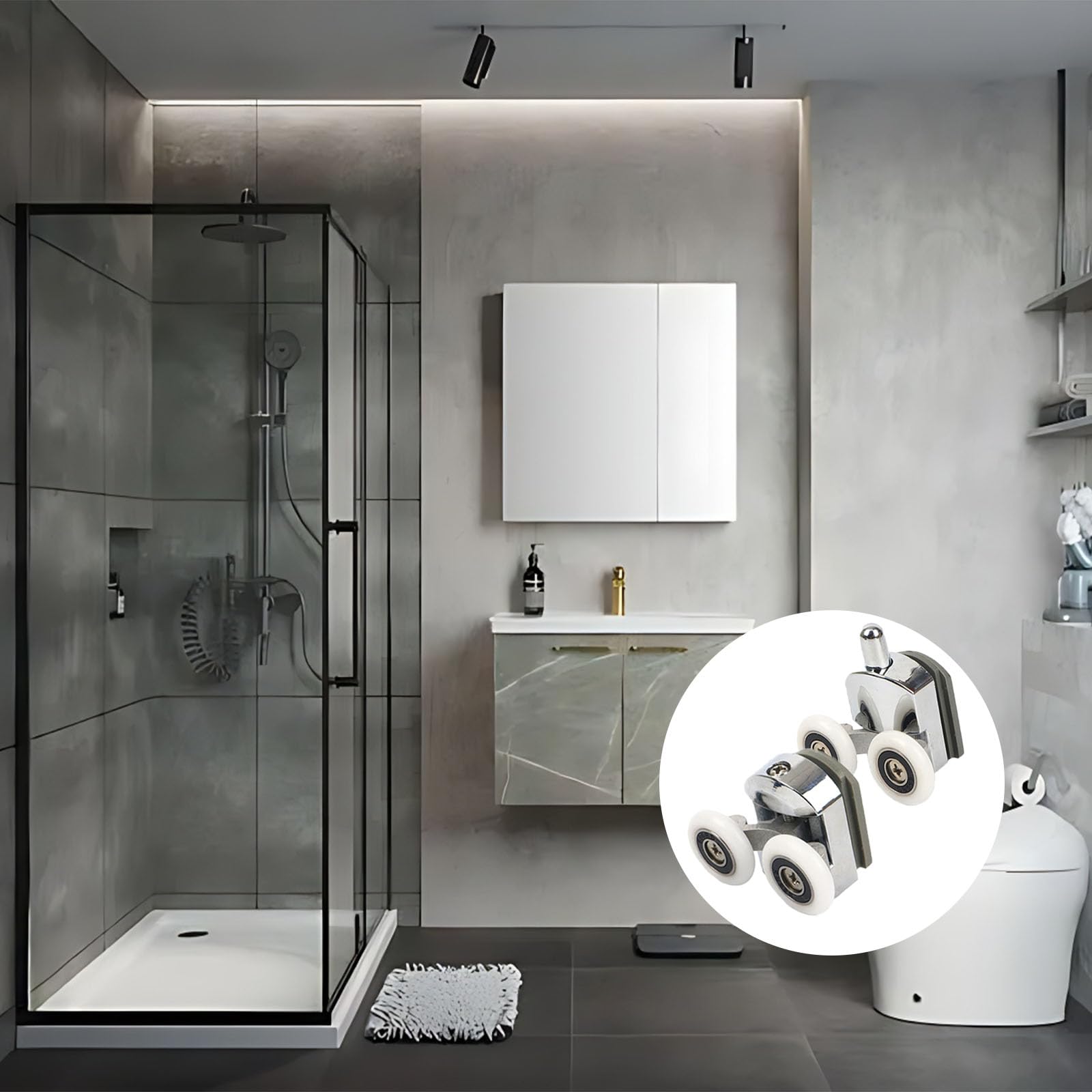 Roulettes de porte de douche, Roulettes de porte de douche 23mm Roulettes de curseur Poulies 8PCS Diamètre de la porte de douche Haut Bas Pièces de rechange de salle de bain