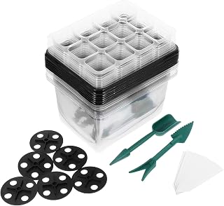 Angoily Plant Germination Tray Starter Kit with 12-Cell Breathable Nursery Boxes Greenhouse Seedling Trays for Indoor and Outdoor Gardening 2 Covers and 10 Plant Markers