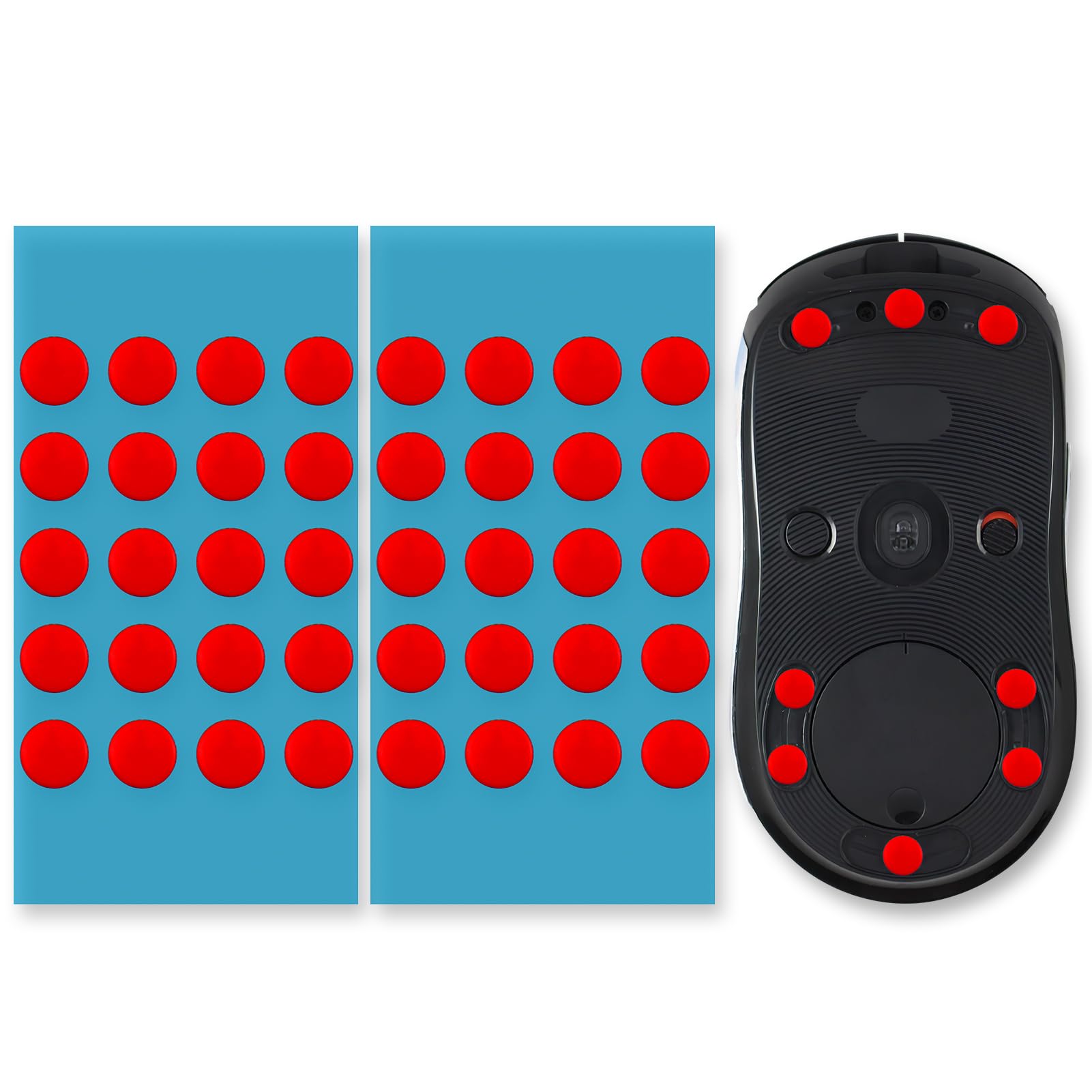40 Stück Mouse Skates Set für Logitech G PRO Wireless, Ultra-Schnelle Mausfüße für Logitech G PRO Wireless, Mouse Dot Skate Set, Abgerundete Kanten,Perfekte Gleiteigenschaften für Gaming, Büro, Rot