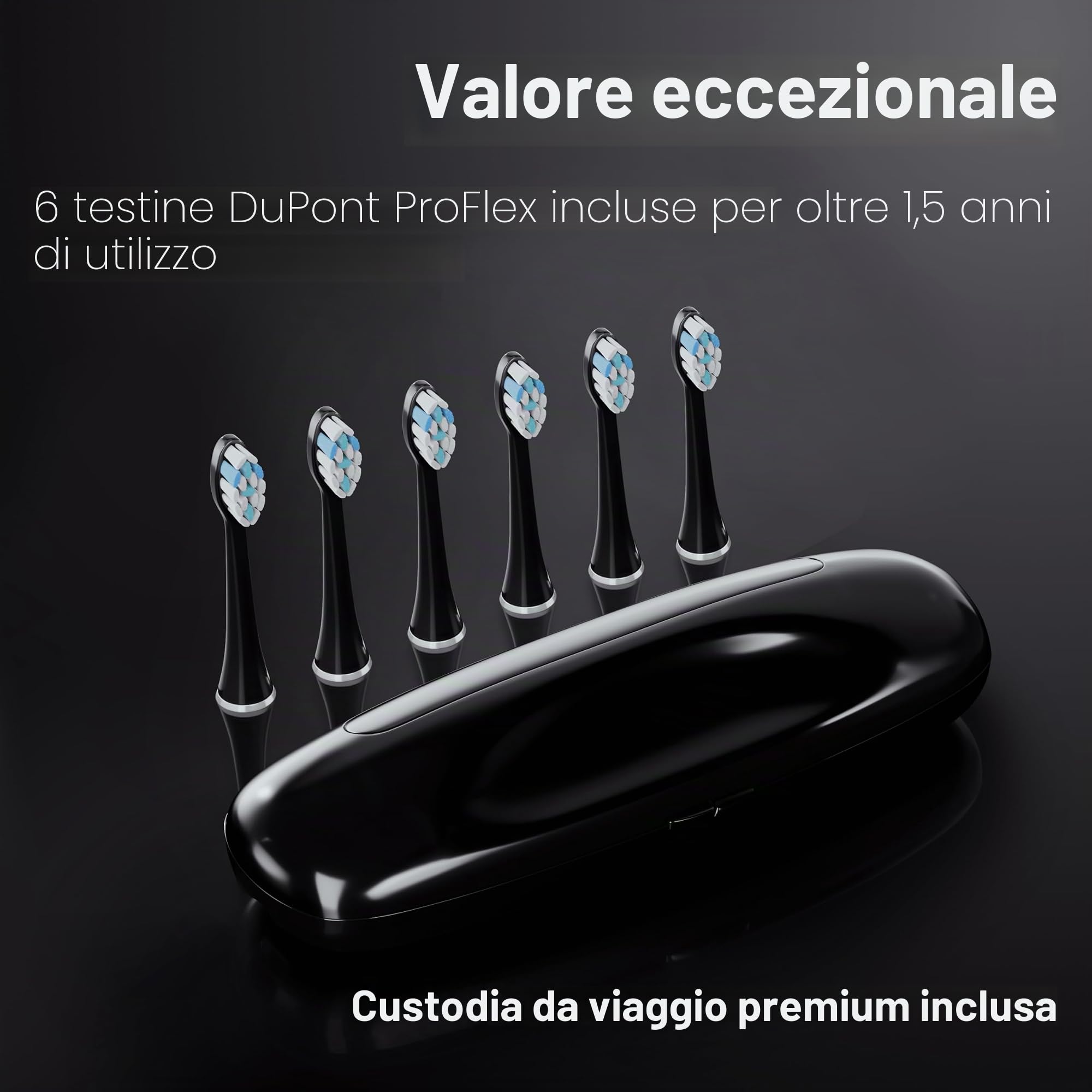 Aquasonic Black Series PRO - Spazzolino elettrico ultra sbiancante - 5 modalità e timer intelligenti - Custodia da viaggio premium e 6 testine Proflex - Spazzolino accettato ADA