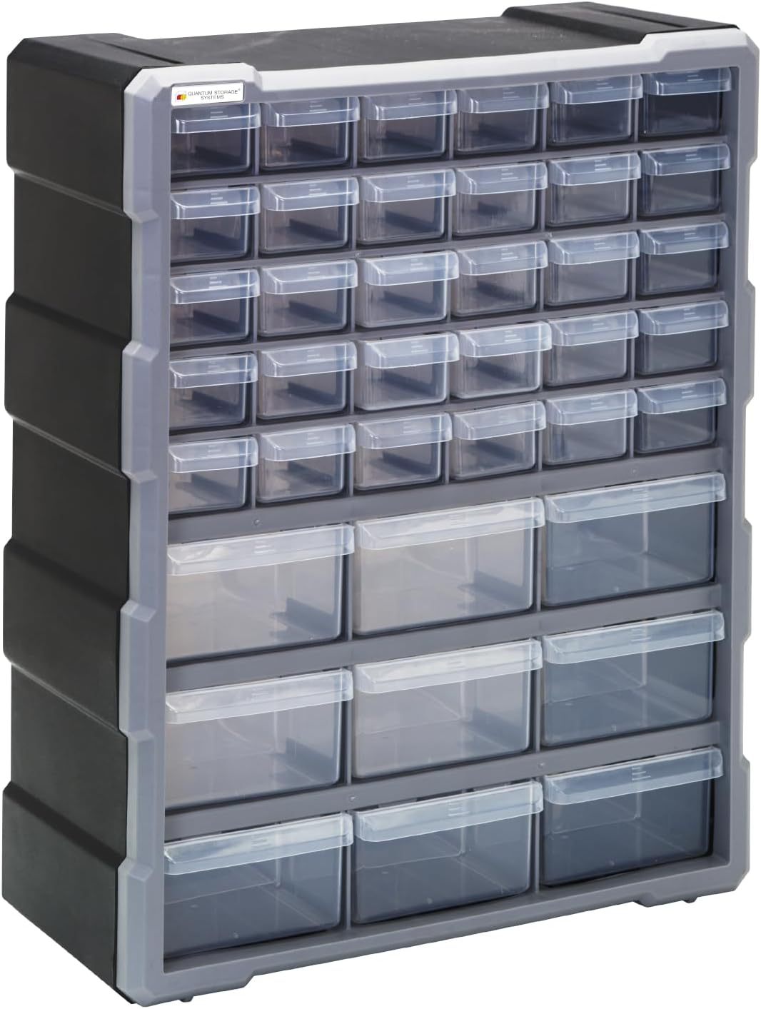 Quantum Storage PDC-39BK Clear Plastic Parts Storage Hardware and Craft Drawer Cabinet, 39 Drawers