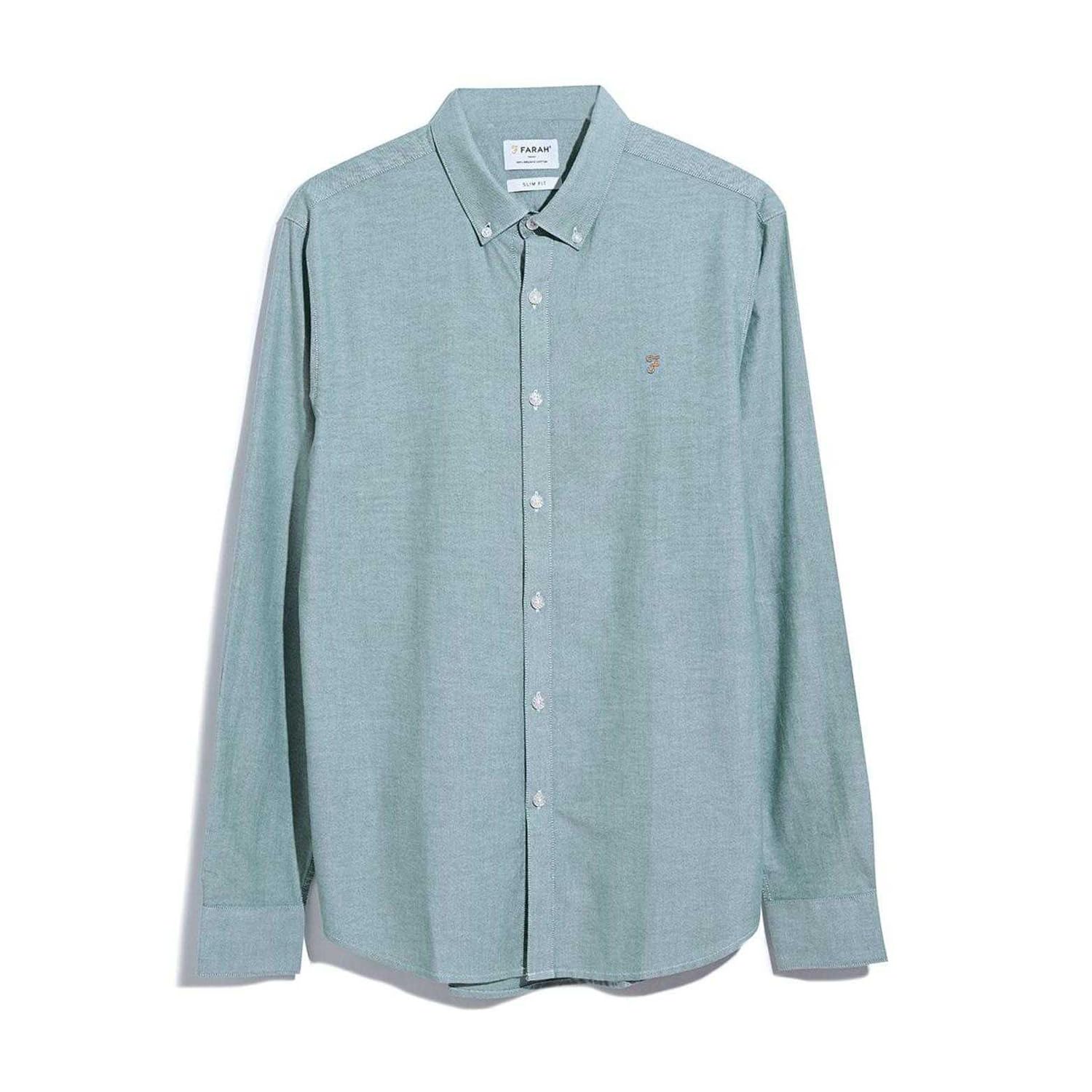 Farah Men's Green Brewer Slim-Fit Shirt In
