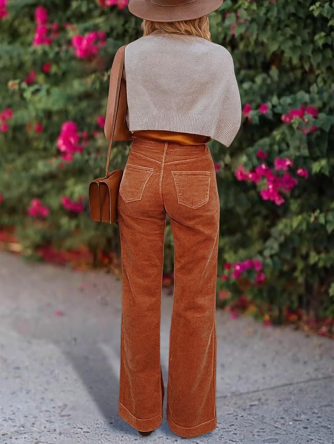 Flamingals Straight Leg Mid Waist Pants for Women with Solid Pocket Without Belt - Image 4