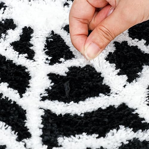 Miniatura 4 de Alfombra de baño de telaraña negra para Halloween, alfombra de inodoro suave en forma de U, antideslizante, lavable, para el hogar, hotel, baño