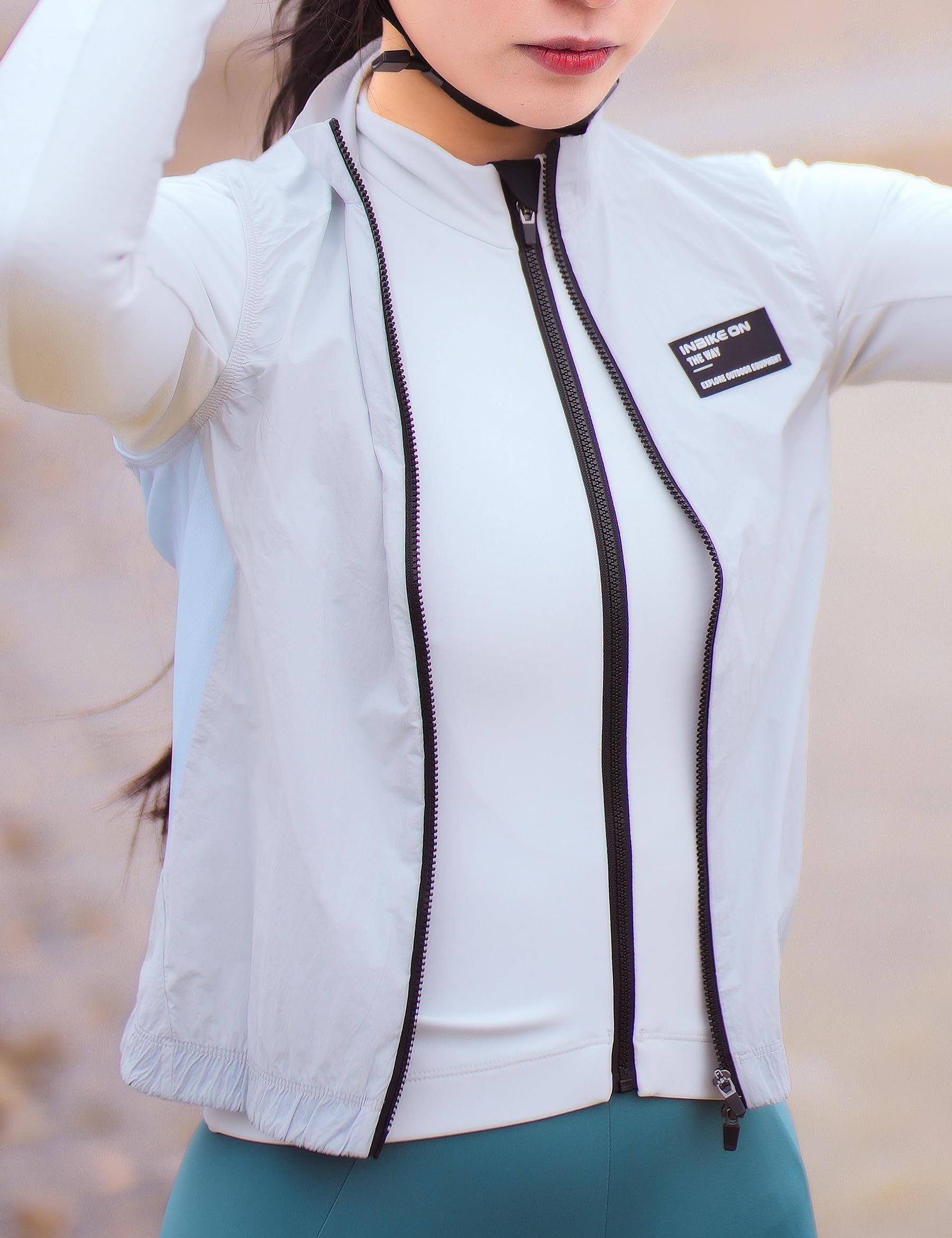 INBIKE Gilet Coup-vent Femme Protection Uv SPF50+ Léger Pour Vélo Course à Pied Trekking Randonnée Vie Quotidienne HY464