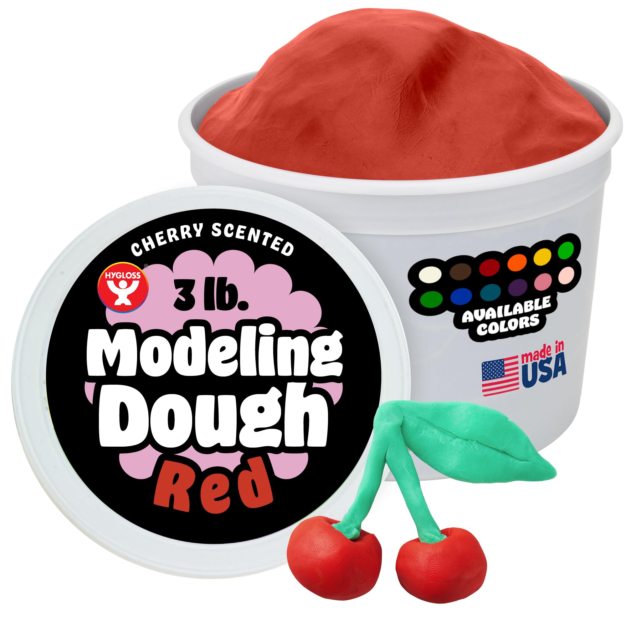 hygloss play modeling dough for kids – safe & non-toxic sensory dough for arts and crafts – 3 lb tub – play clay for toddler activities, preschool classroom must-haves – red color, scented