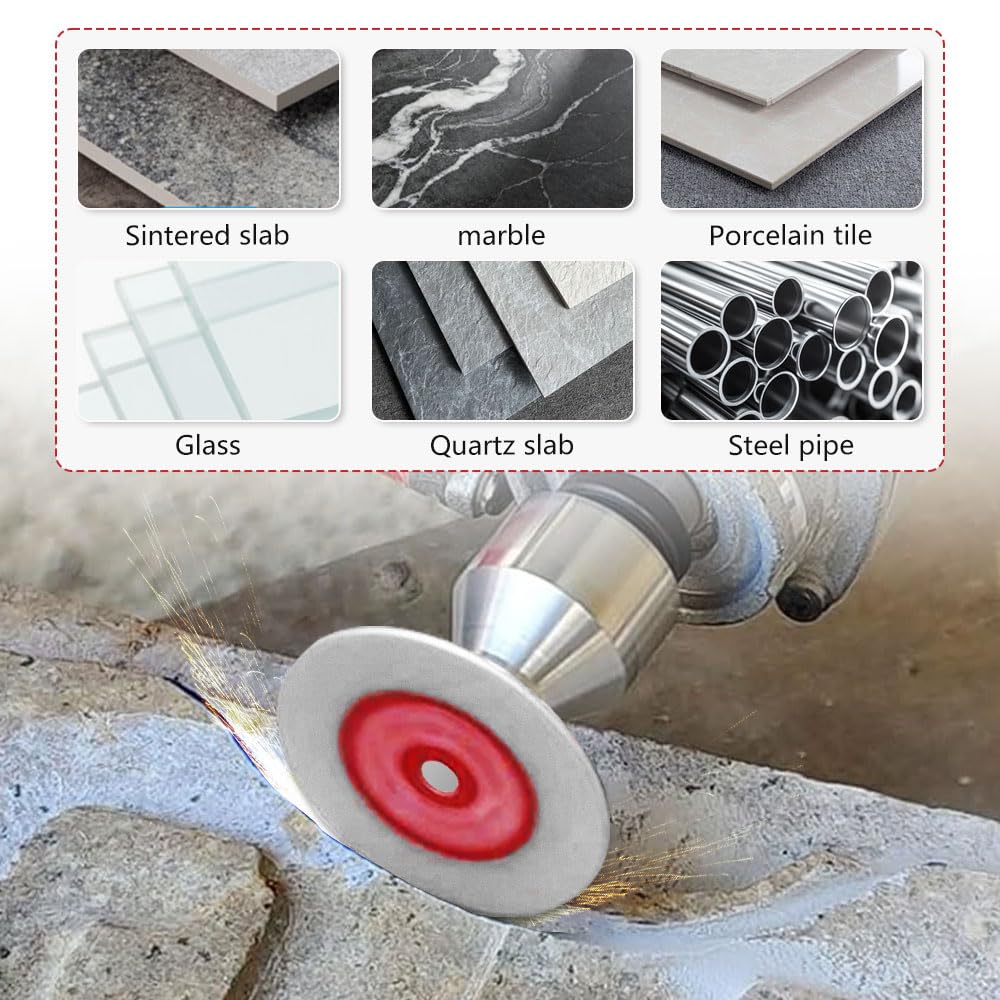 5 Piezas Mini Disco Diamante 50mm para Porcelanico, Disco Corte Diamante y 1 Pieza M14 Brida para Mármol Metal Cerámica Granito Piedra, Corta Azulejos Accesorios, Fijación de 1 más 3 Agujeros