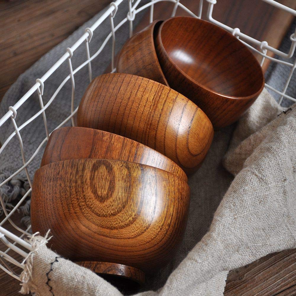 NC Handgefertigte Holzschalen mit Füßen Servierte Schüssel Runde Servierschale Ideal für Obst, Essen, Salate und Servierschüssel Jujube Holzschalen 100% Naturholz
