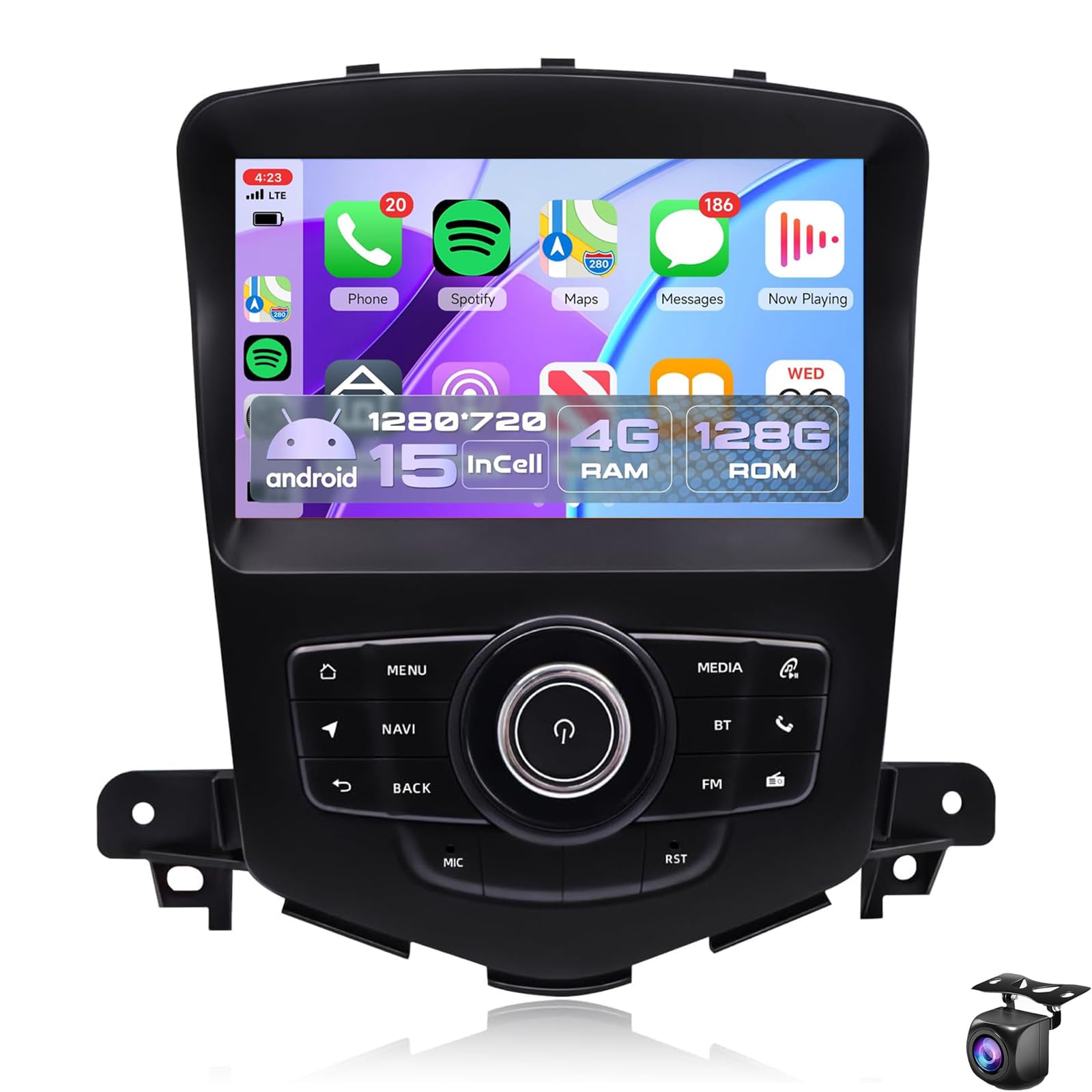8''radio z ekranem dotykowym dla ch-evy ch-evrolet Cruze 2009-2015 samochodowe stereo zamiennik 5G WiFi bezprzewodowy Carplay Android Auto 4G LTE GPS Bluetooth FM/RDS SWC kamera c(Color:8 CORE 6+128G)