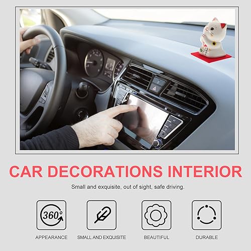 Miniatura 5 de Amosfun Gato agitando de cerámica Maneki Neko Feng Shui Fortune Lucky Cat Figurine coleccionable Estatua china japonesa de gato de la suerte