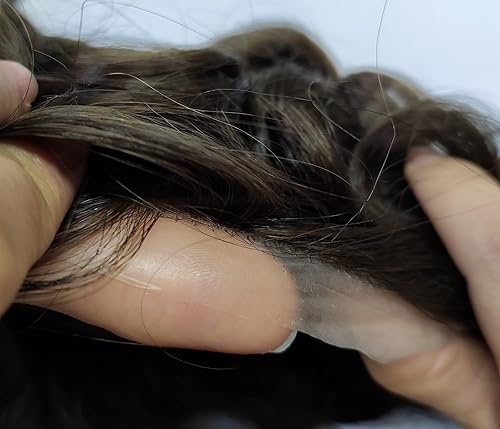 Miniatura 4 de Amiable Toupee - Gorro de piel anudada para hombre, pieza de cabello para hombre con 100% onda natural virgen europea, piezas de repuesto para