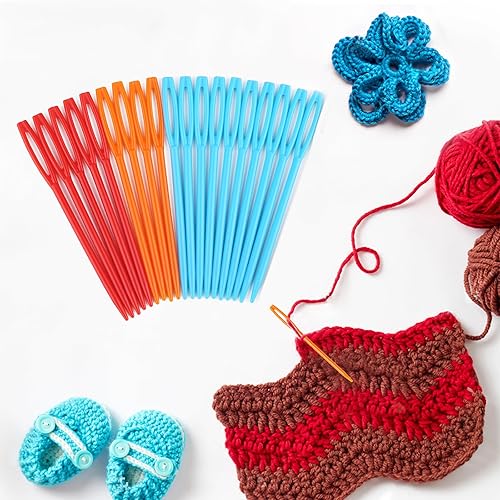 Miniatura 5 de 100 agujas de plástico de ojos grandes, agujas de aprendizaje de 2.7 pulgadas, agujas de hilo para coser para zurtir, agujas de tapiz, agujas de