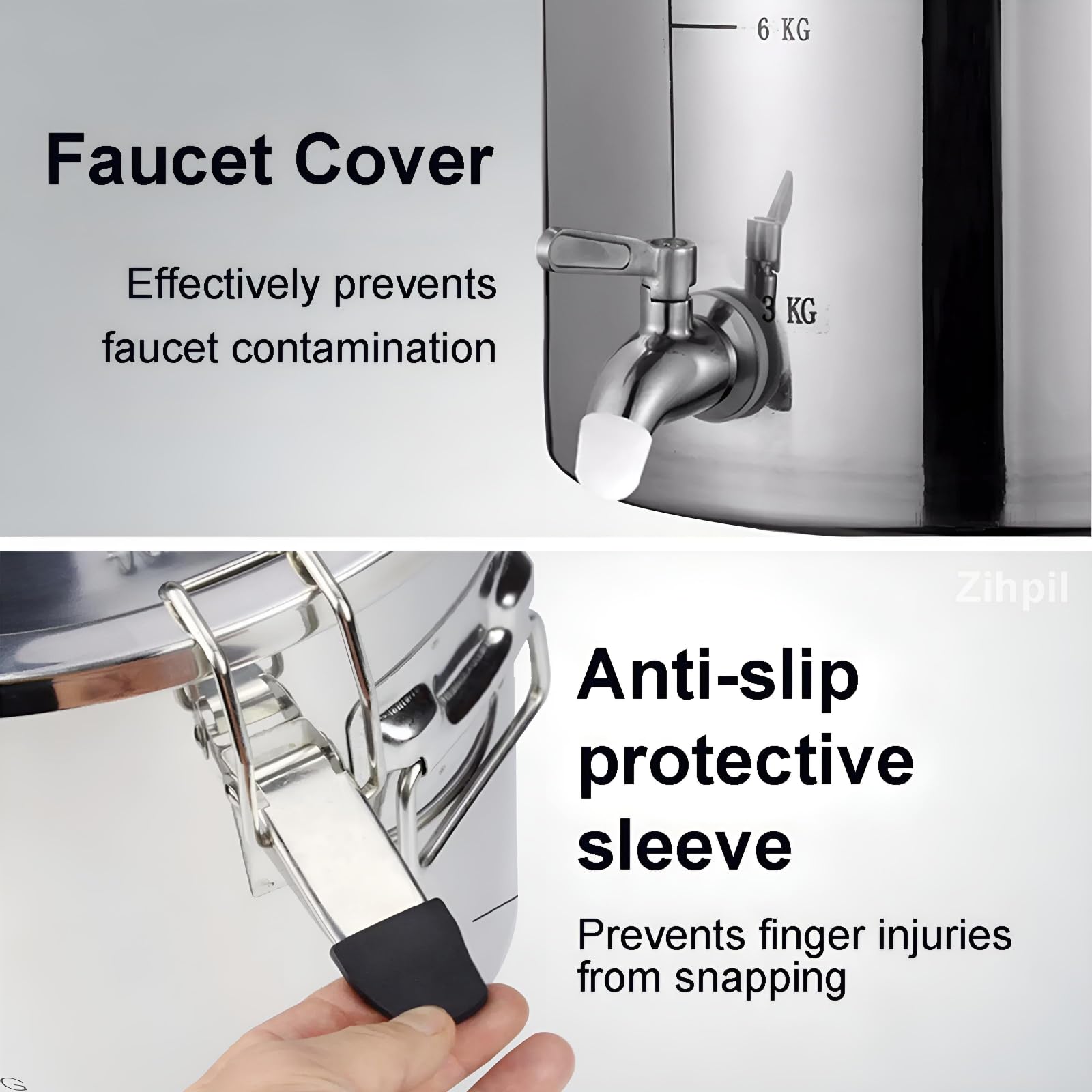Luftdichter Vorratsbehälter Für Lebensmittel Aus Edelstahl 304(8L) | BehäLter Mit Deckel, Verriegelung Und Griff, Optional Mit Wasserhahn FüR Reis Getreide FüR Den Hausvorrat Restaurants