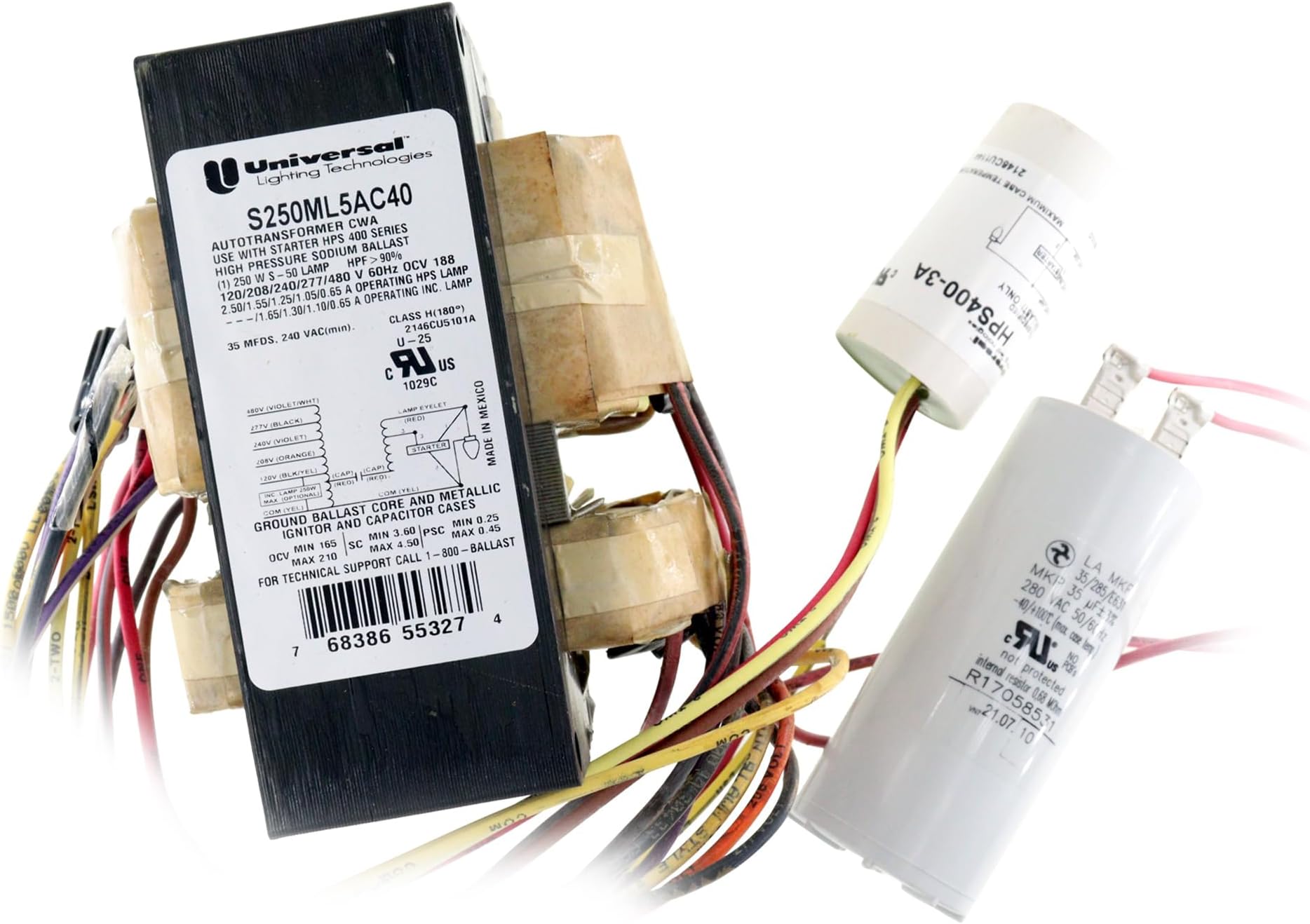 UNIVERSAL LIGHTING TECHNOLOGIES High Pressure Sodium Ballast Kit, 1 X 250 Watt, 5 Tap-2481098