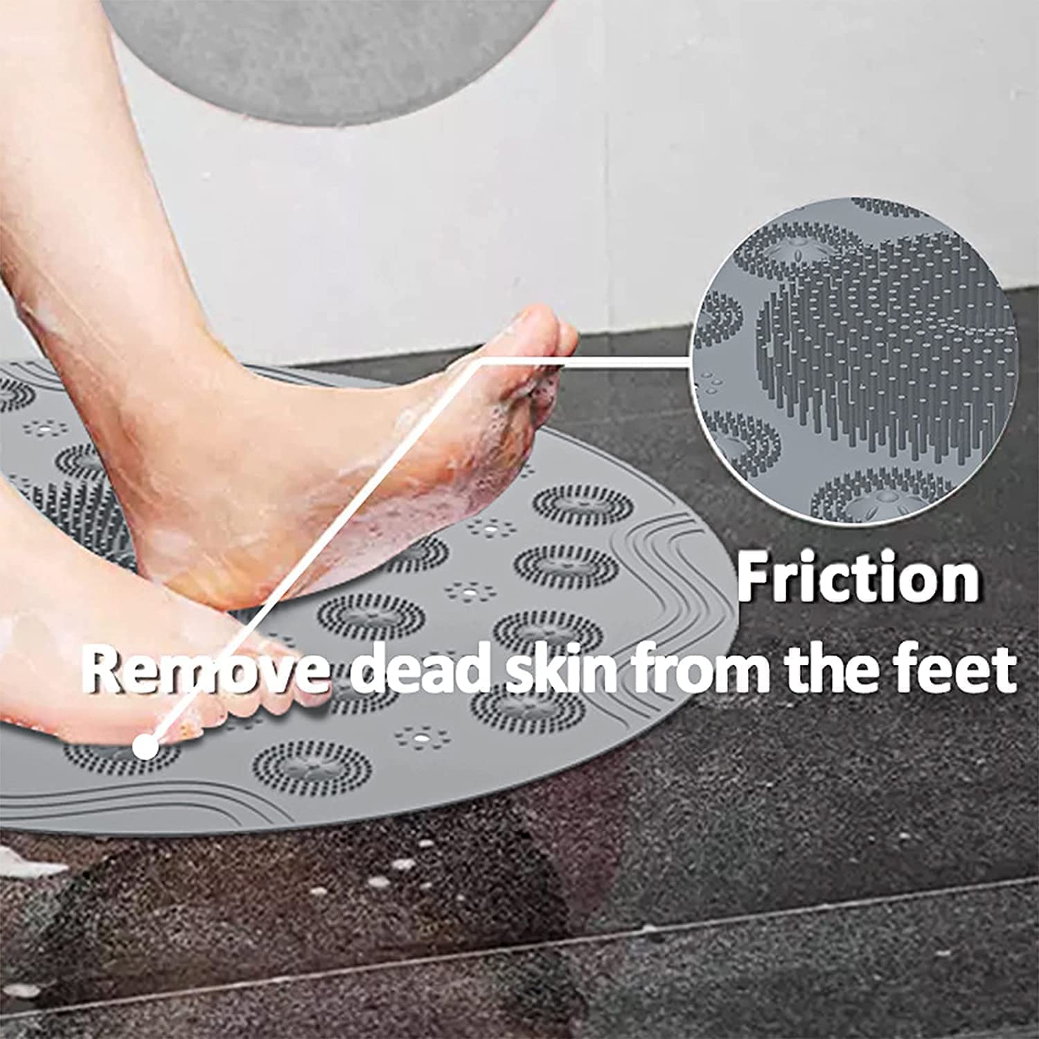 Chavda PVC Door Bathroom mat Anti Skid Round Grey (Design 4 | 37 X 37) 3