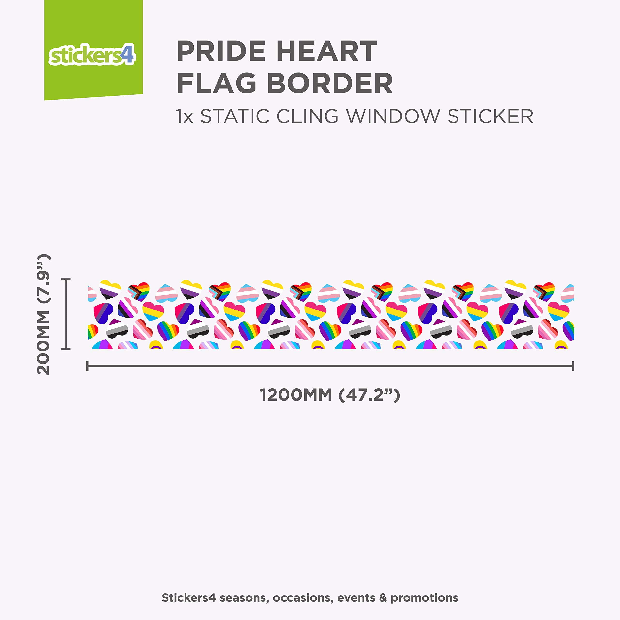 Pride Hearts Border Window Sticker for Glass, Reusable Gay Pride Accessories for Windows - Image 4