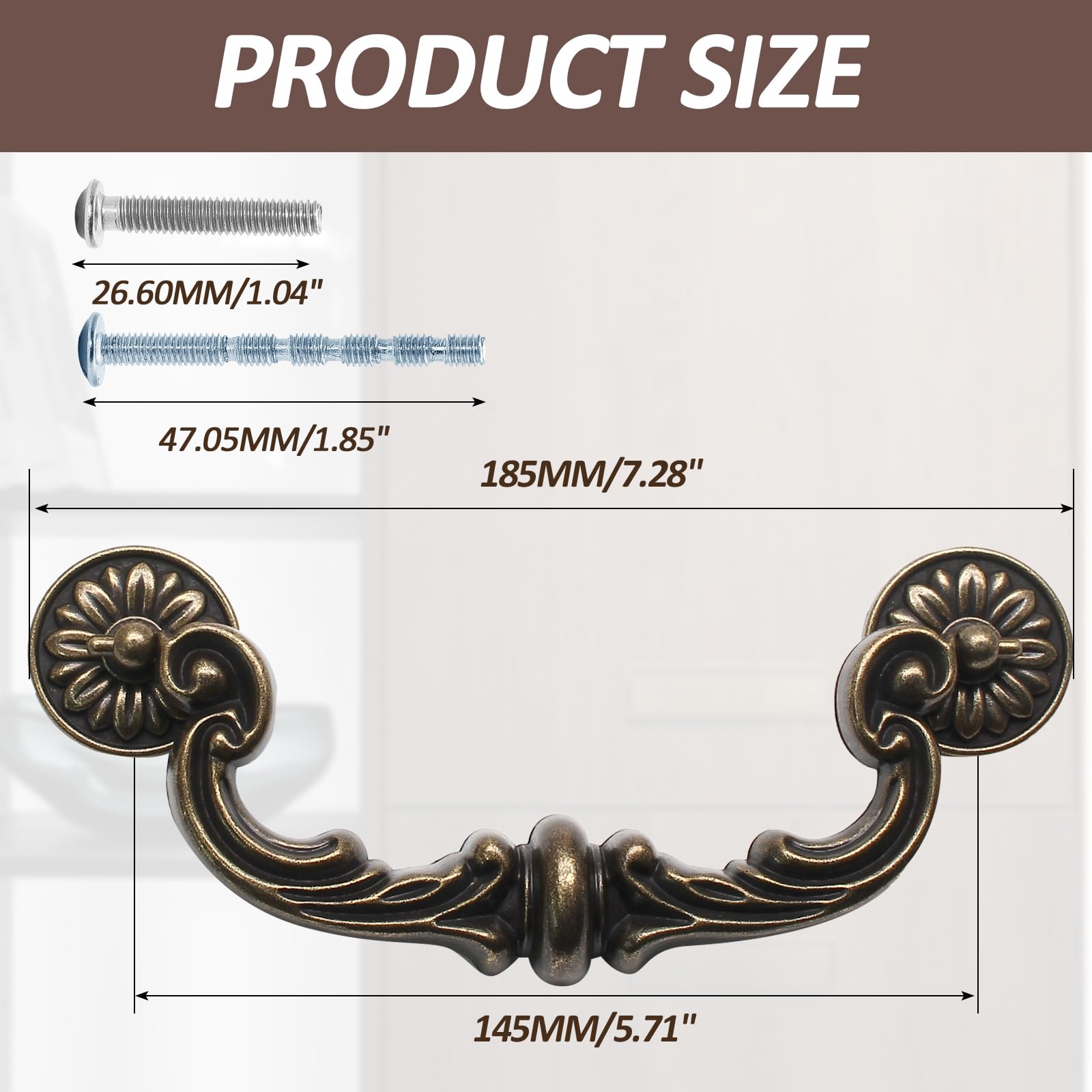 Vintage Drawer Pulls - Bronze Bail Handles -3