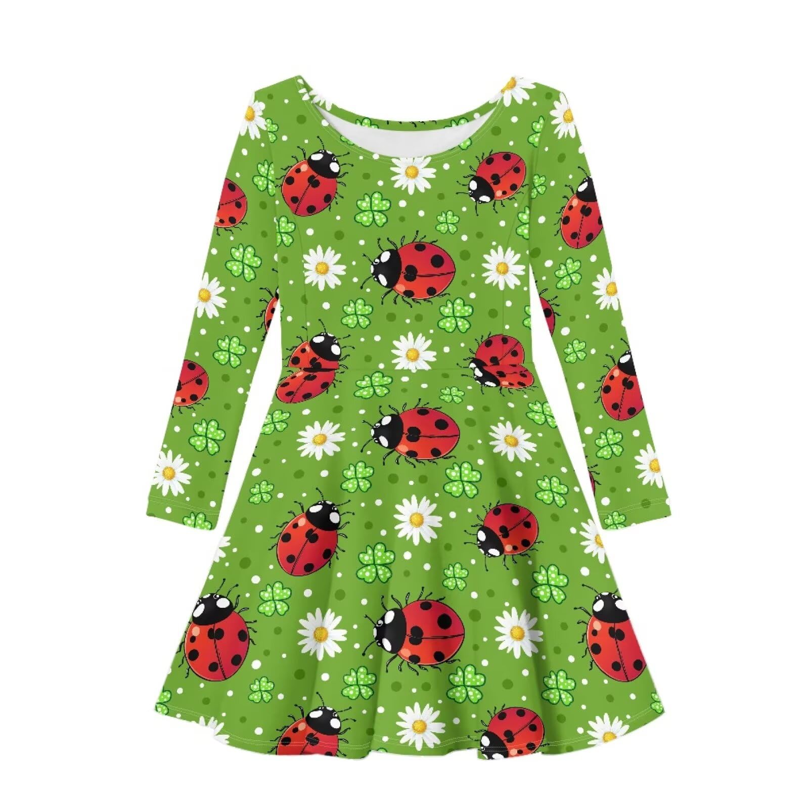 Hwiplsvny Long Sleeve Dress for Girls Crew Neck Kawaii Birthday Party Christmas Outfit