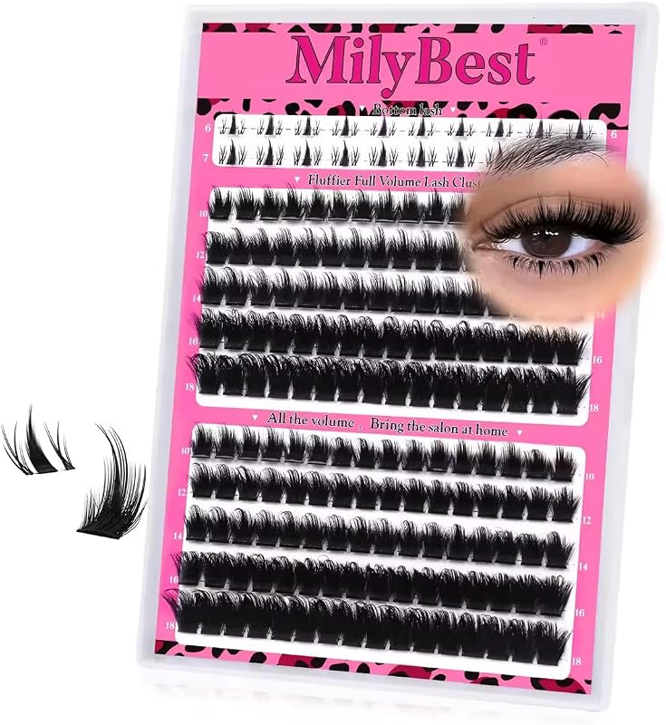 Cílios Postiços em Tufos MilyBest Cove Manga com Pontas, Curvatura D-Curl, 10–18 mm, com Tufos Inferiores