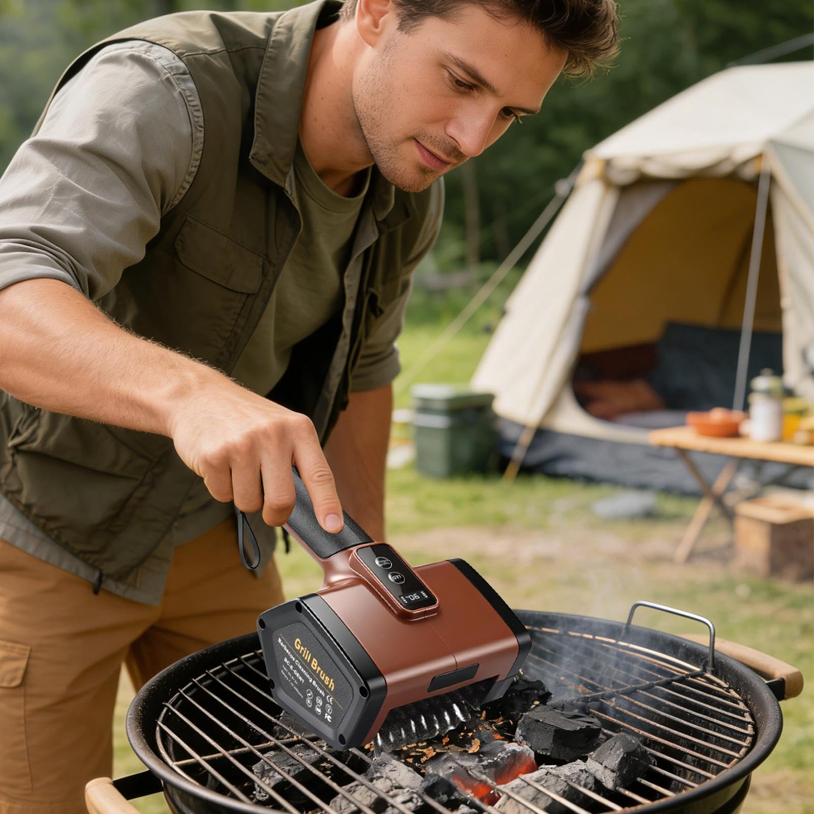 Limpiador de Parrilla Automático 2 Potentes Velocidades De Limpieza | Limpiador Fregador De Parrilla Para Exterior Interior Cocina Horno Rejillas Hogar Camping Restaurante