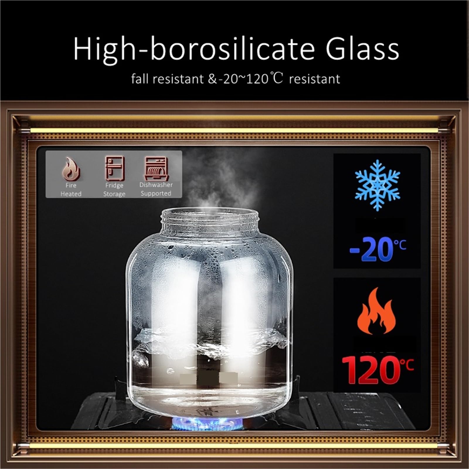Tarro de conservación Frasco de fermentación vidrio con alto contenido borosilicato, salida automática aire -20~120℃, refrigerador reforzado 1500~3000ml(3000ml)