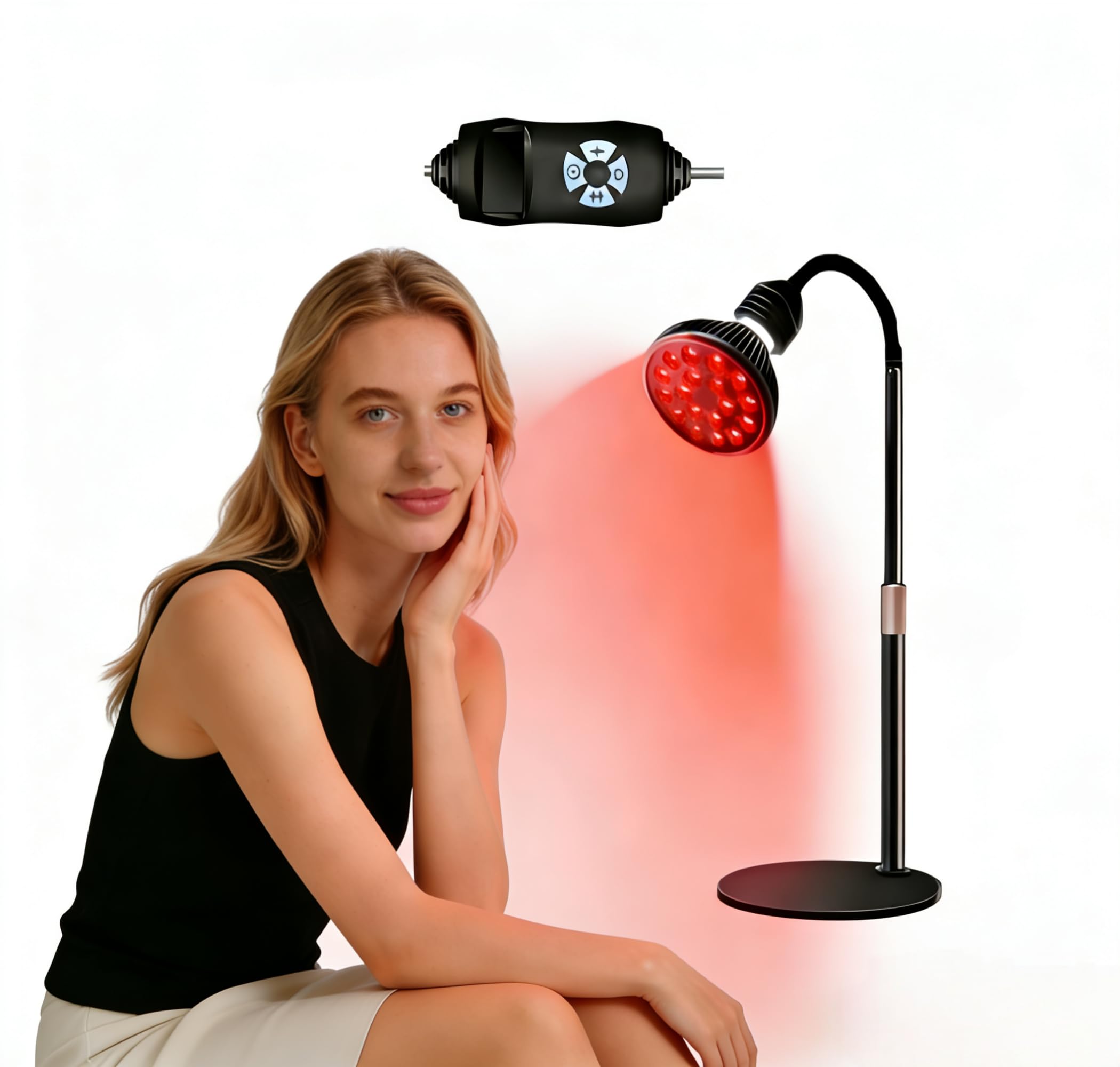 Lampada a luce rossa con 660 nm e 850 nm, 18 LED da 54 W, luminosità regolabile e timer, supporto e base flessibili, con goggles, per uso domestico