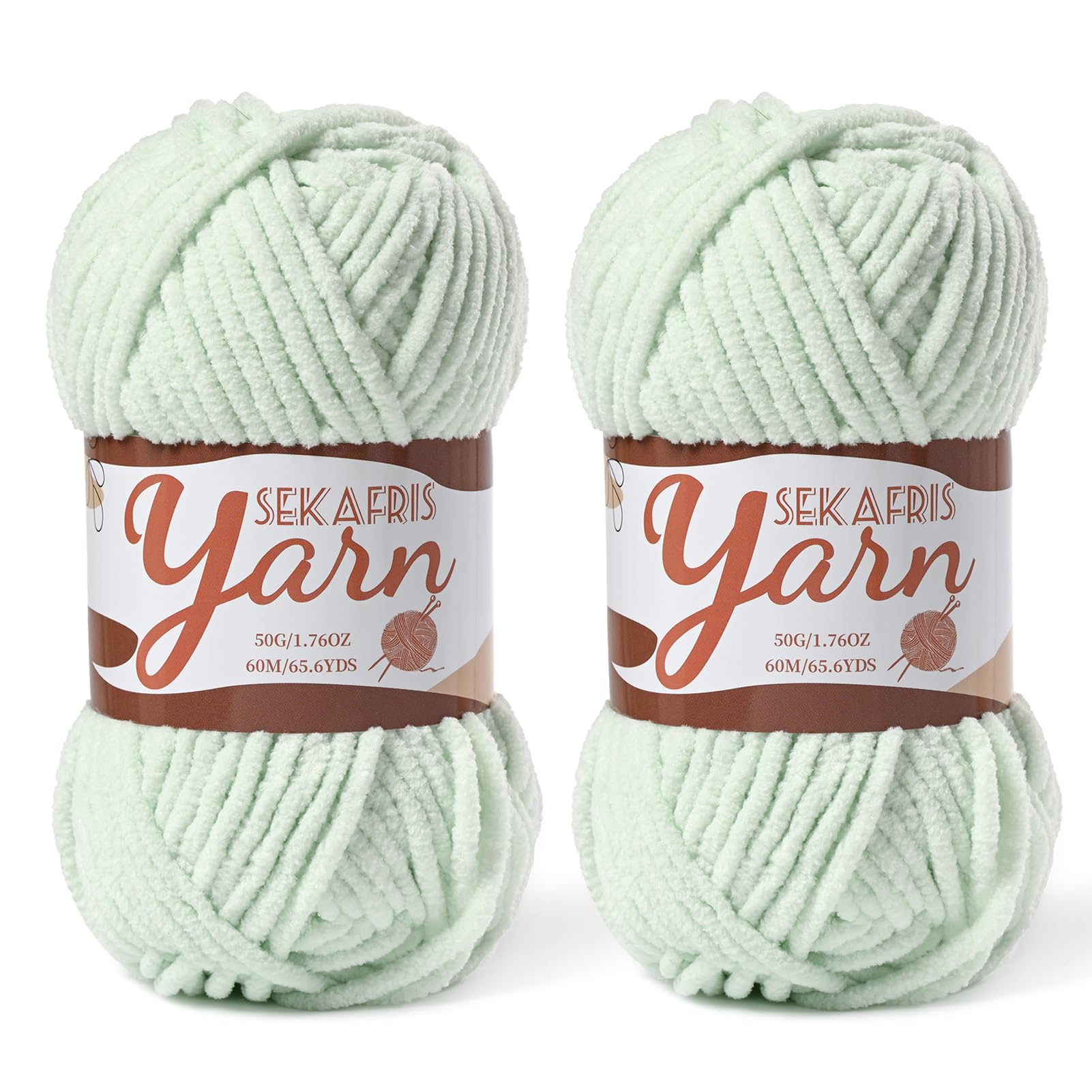 Chenille Yarn for Crocheting Crochet Fruit Green Yarn 2 Pack