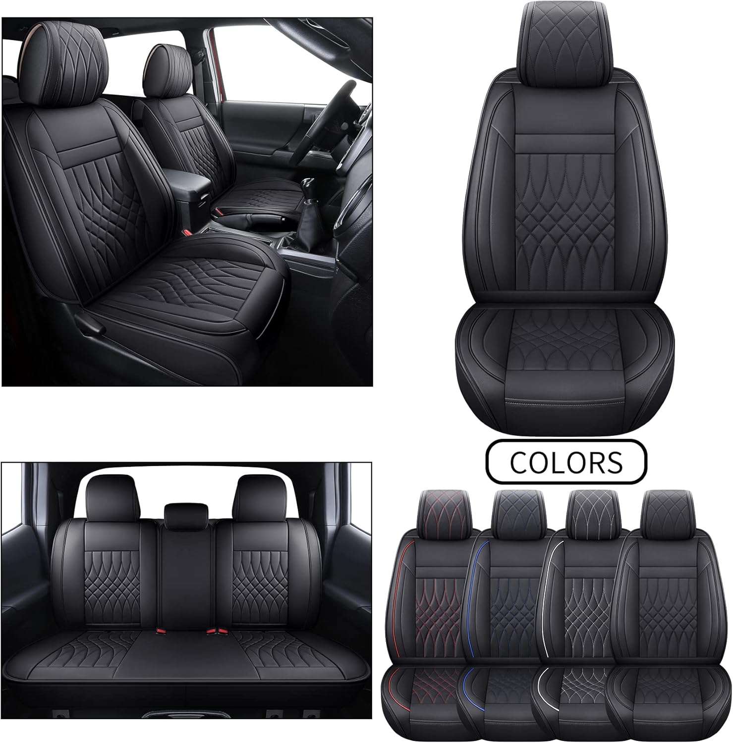 YIERTAI Seat Covers Compatible with Toyota Tacoma for 2005-2025 2026 Crew Access Extended Double Cab TRD V6 Sport Limited Nightshade Edition Truck Seat Cushion Protector(5 PCS Full Set/Black)