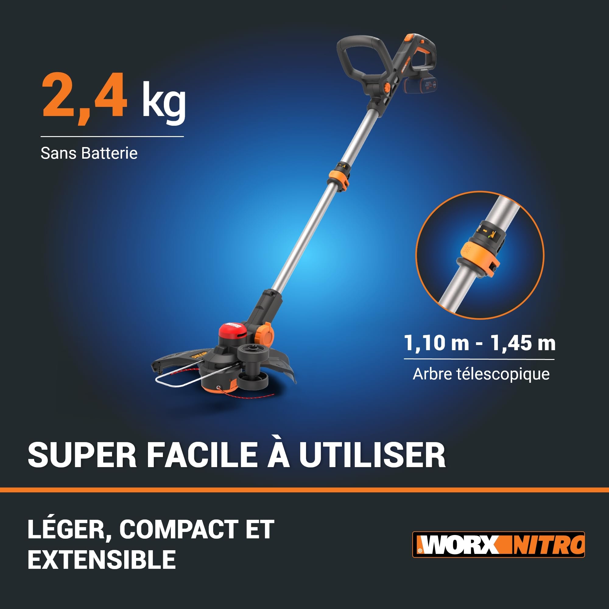 WORX Nitro WG173E.9 Cordless Grass Trimmer, 20 V, Powerful Brushless Motor 33 cm Cutting Circle, Easy Use Thanks to Rubber Handle Compatible with PowerShare without Battery and Charger WORX Nitro WG173E.9 Cordless Grass Trimmer, 20 V, Powerful Brushless Motor 33 cm Cutting Circle, Easy Use Thanks to Rubber Handle Compatible with PowerShare without Battery and Charger