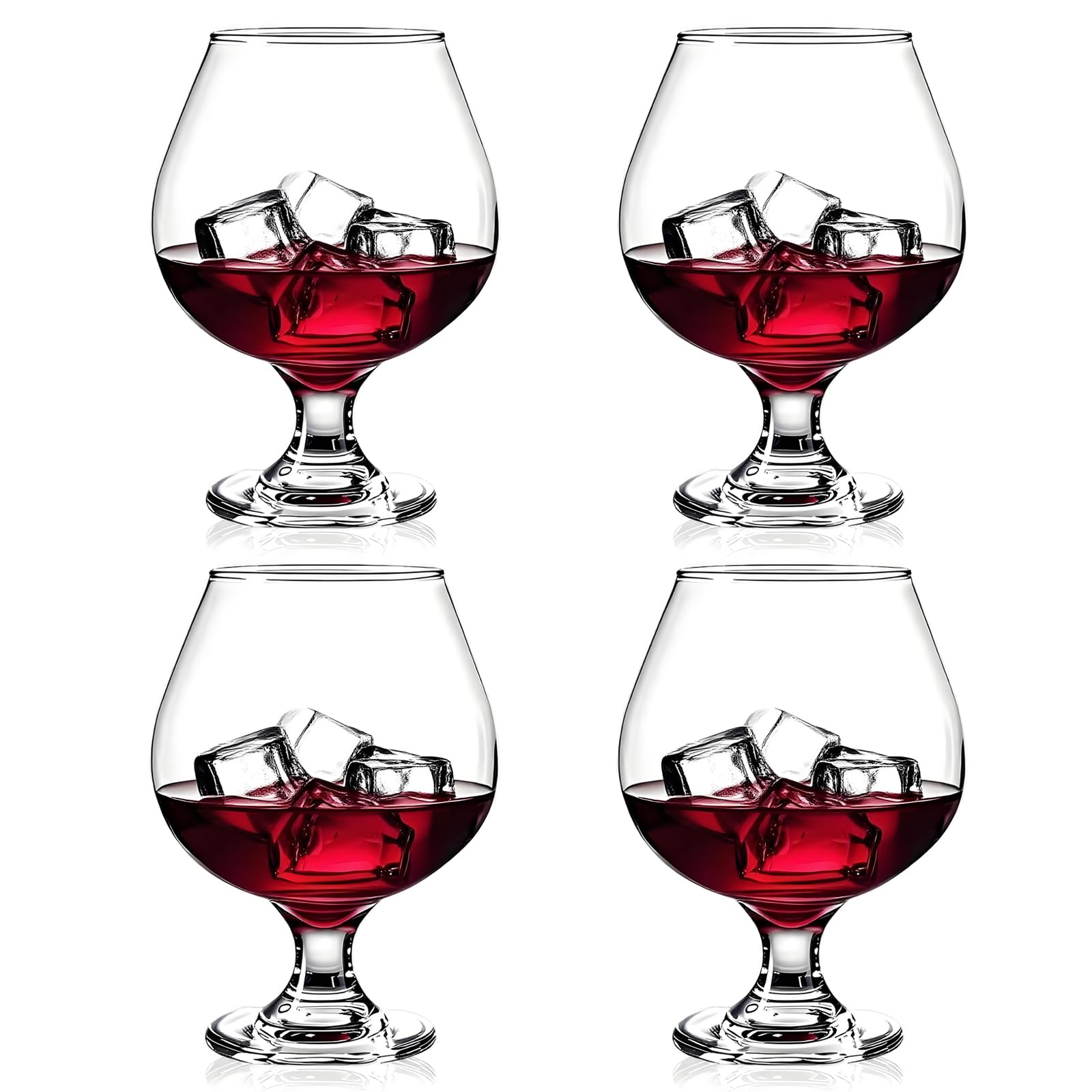 Cognac Glasses, Set of 4 Brandy Snifter Glasses, 11.5 Oz Short Wine Glass, Short Stem Wine Glass Set for Bourbon, Cognac, Brandy, Drinking Cups (4 PCS)