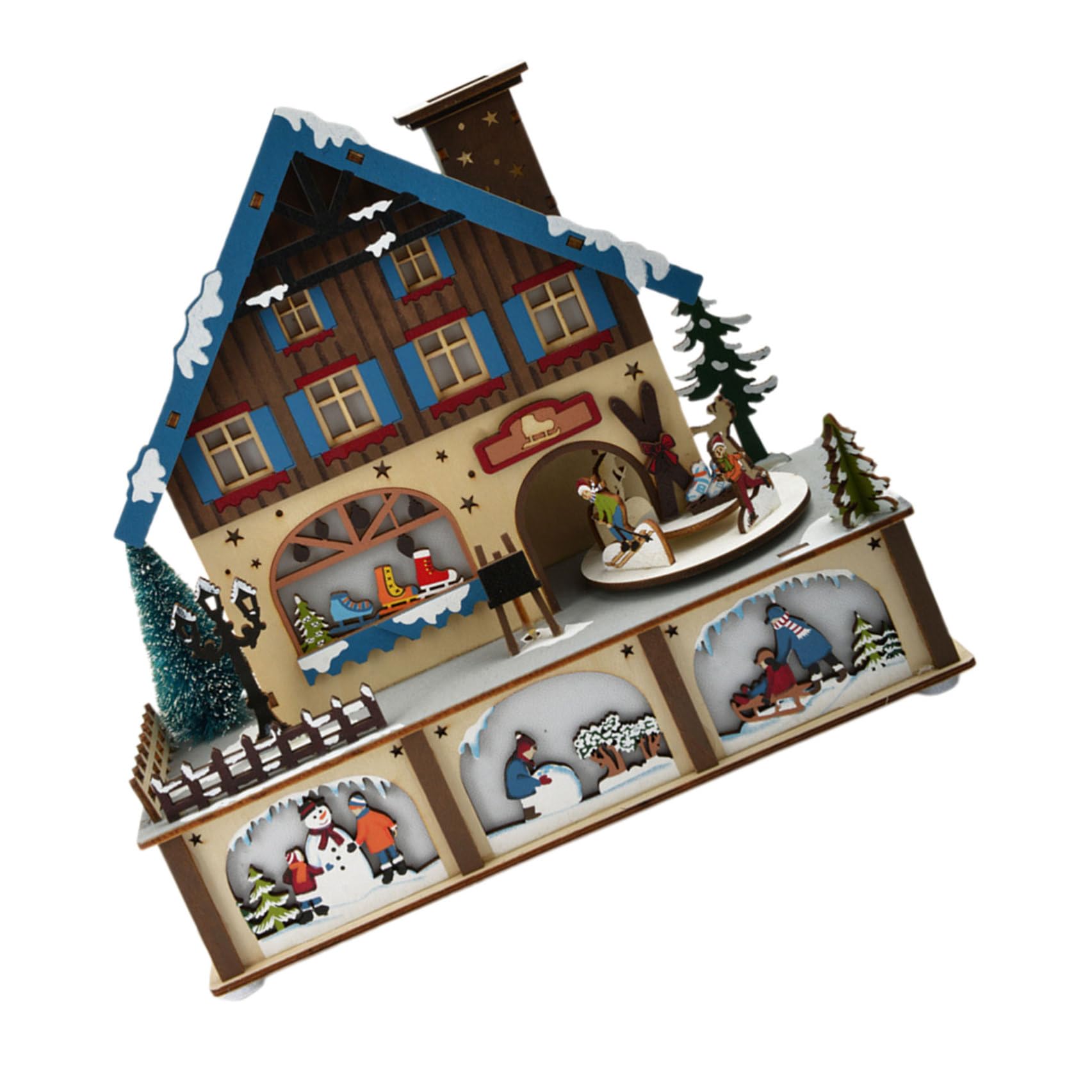 TOYANDONA Decorazione Natalizia in Legno con LED Luminoso Casa di Natale Piccola per Interni Festa