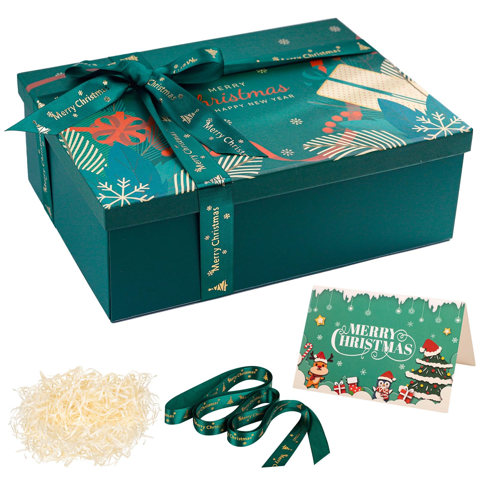 Christmas Gift Boxes for Present, Dark Green Christmas Gift Box with Lids
