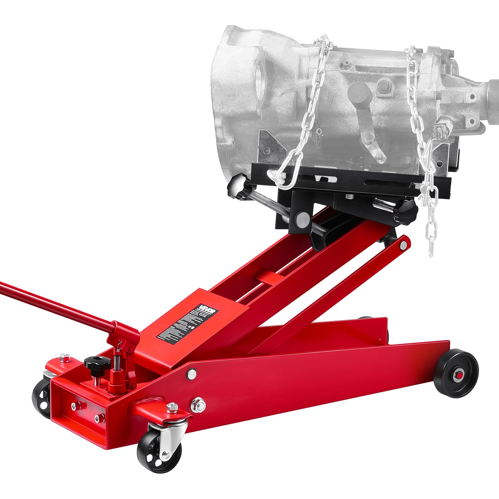 VEVOR Wagenheber mit niedrigem Profil 450 kg, hydraulischer Rangierwagenheber mit 16–64 cm Hubhöhe & flexiblen 360°-Schwenkrädern, Hochleistungs-Hebebühne für Garage/Werkstatt Rot