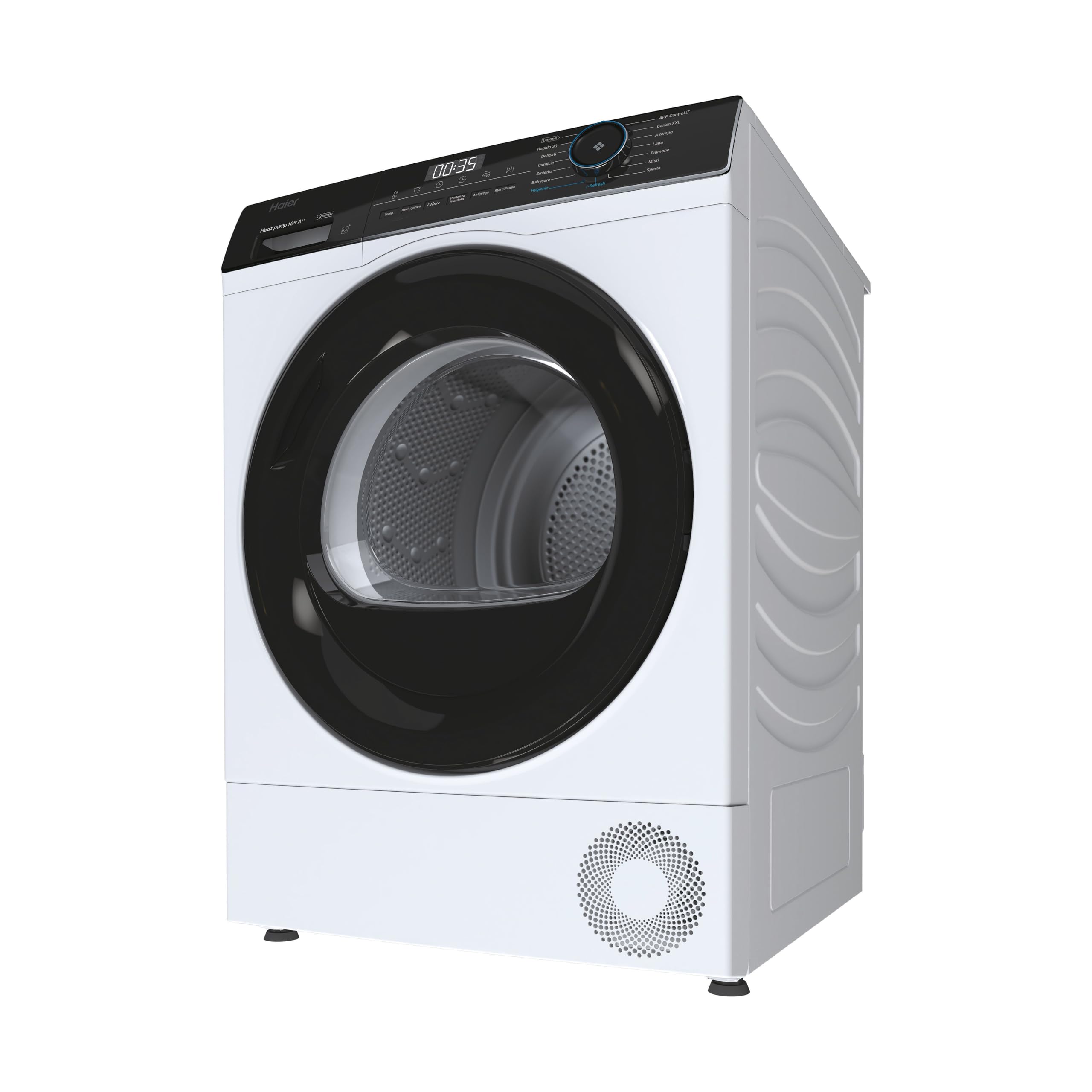 Haier I-Pro Série 3, HD100-A2939E-IT, Sèche-linge, 10 kg, Classe A ++, 65 dB, Vapeur, 15 programmes, Blanc, AxLxP 84,5 x 59,5 x 66,5 cm