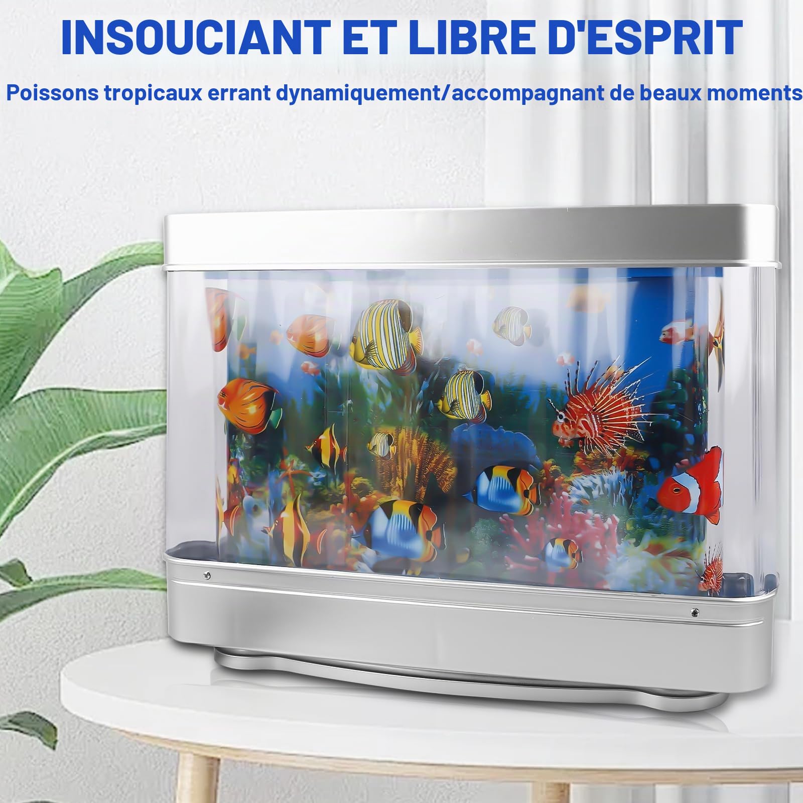 Lampe LED pour aquarium, lampe de nuit décorative, petit aquarium artificiel, lampe pour poissons tropicaux, lampe de paysage d'aquarium avec prise UE, aquarium artificiel pour salon, bureau,